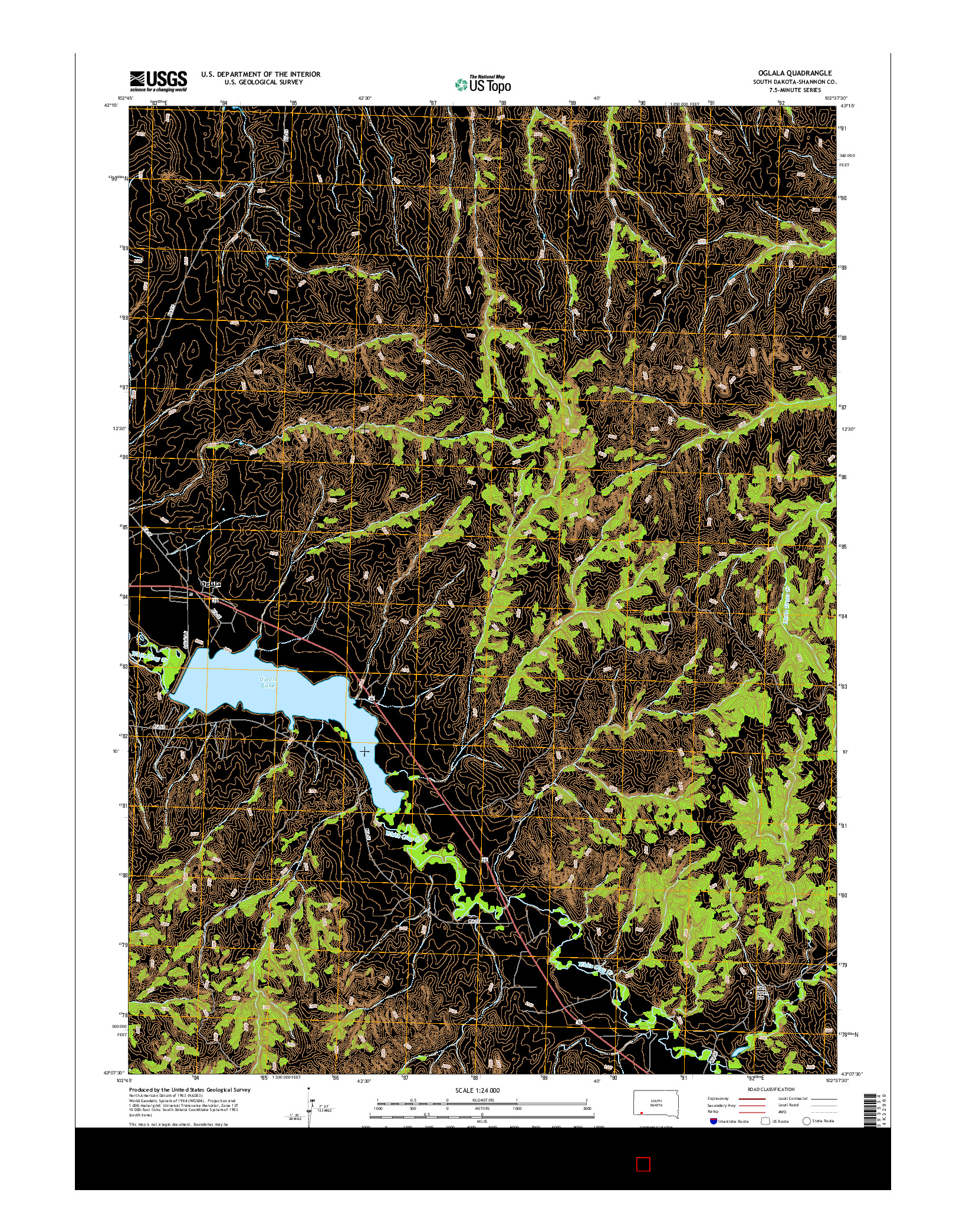USGS US TOPO 7.5-MINUTE MAP FOR OGLALA, SD 2015