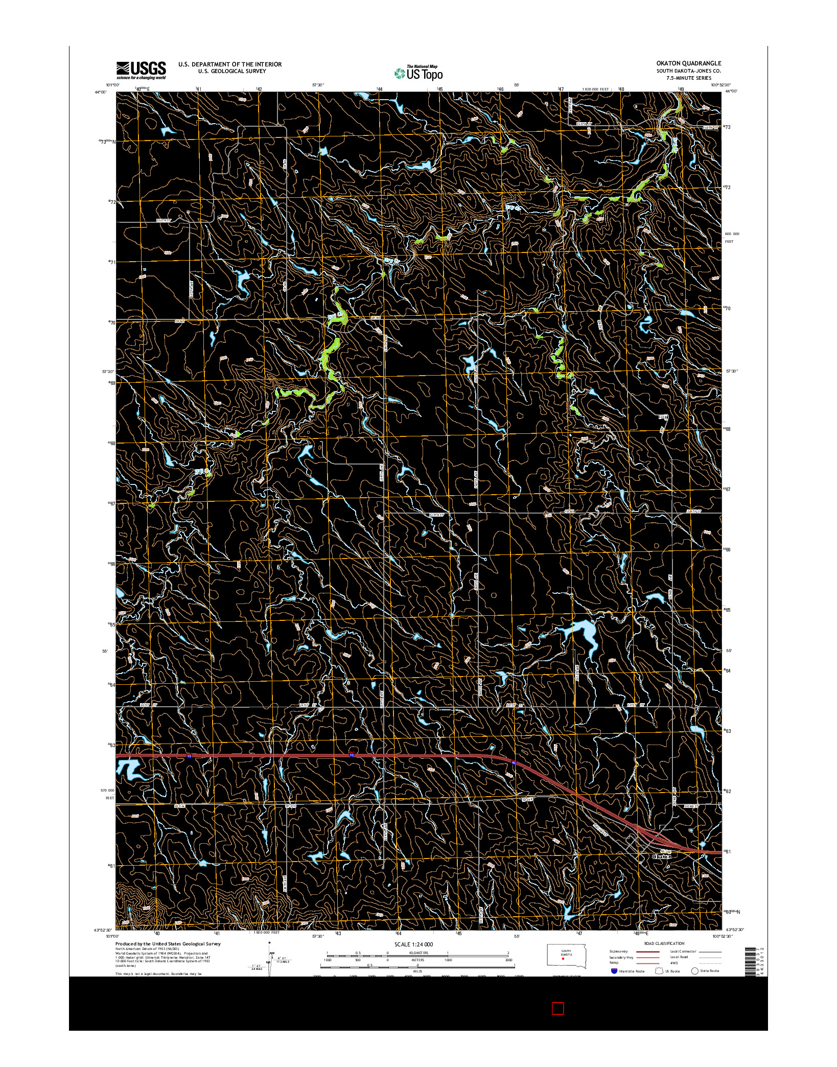 USGS US TOPO 7.5-MINUTE MAP FOR OKATON, SD 2015