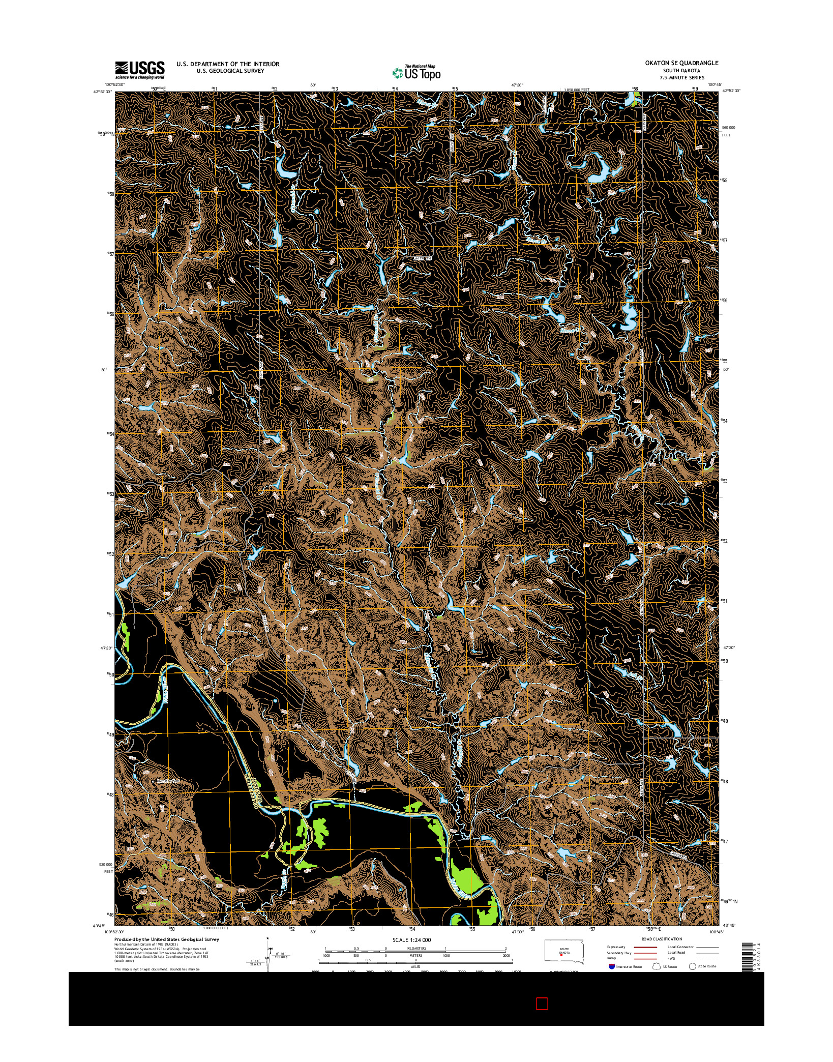 USGS US TOPO 7.5-MINUTE MAP FOR OKATON SE, SD 2015