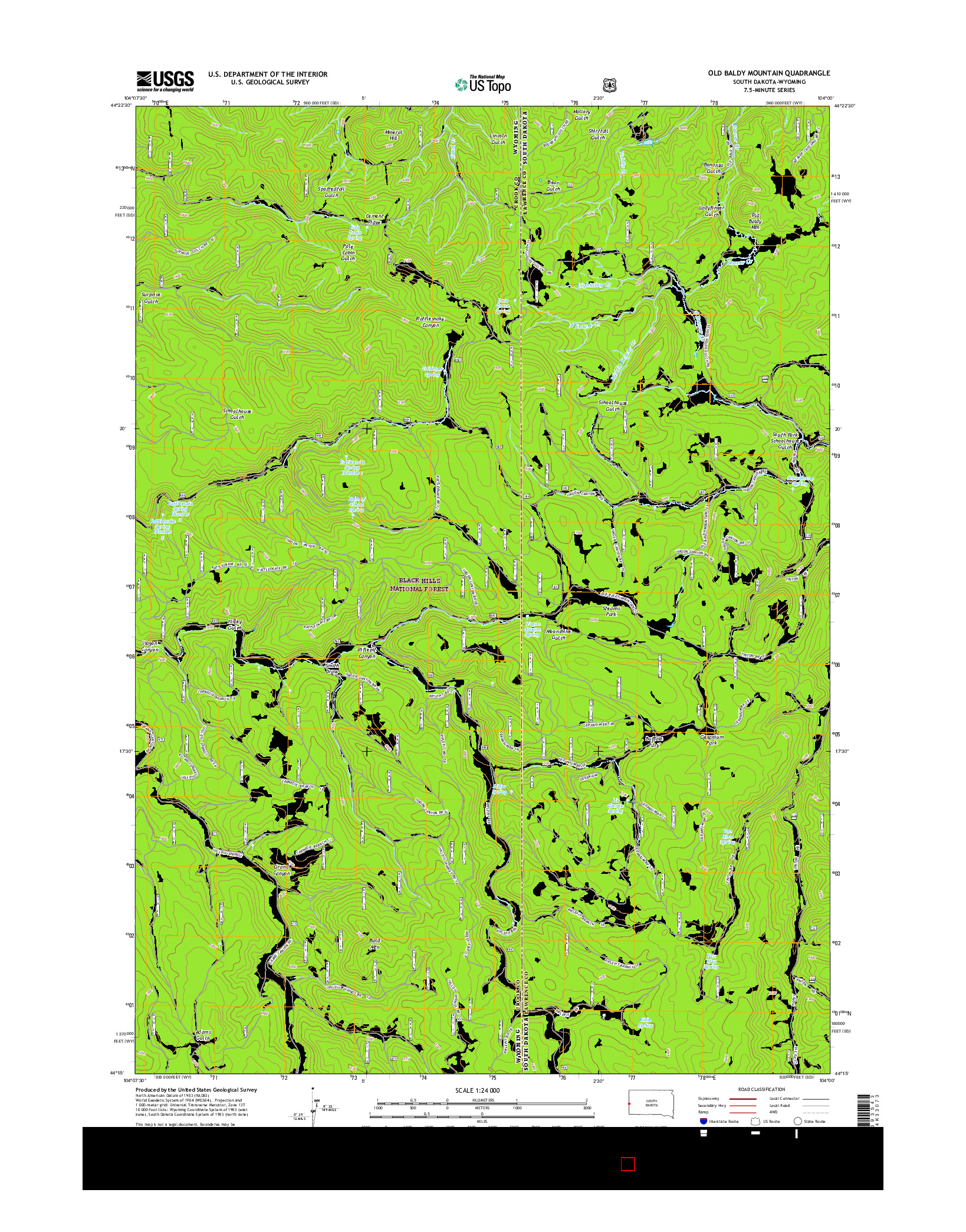 USGS US TOPO 7.5-MINUTE MAP FOR OLD BALDY MOUNTAIN, SD-WY 2015