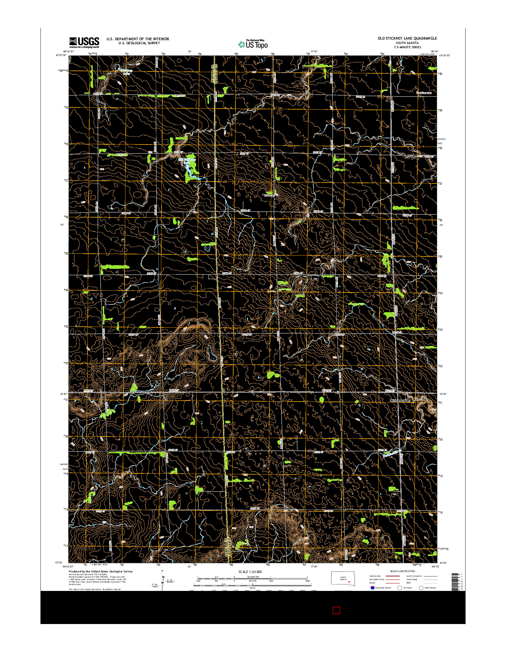 USGS US TOPO 7.5-MINUTE MAP FOR OLD STICKNEY LAKE, SD 2015