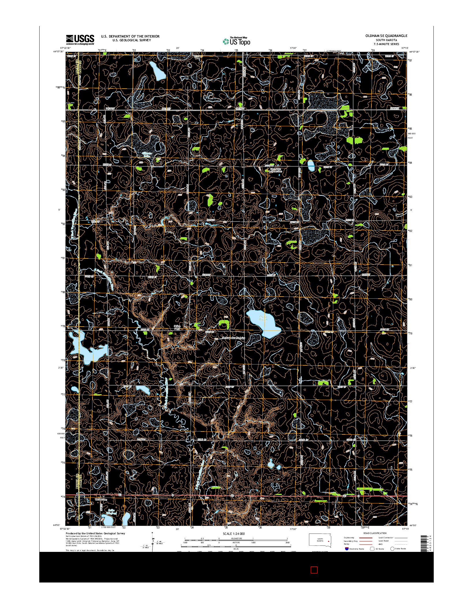 USGS US TOPO 7.5-MINUTE MAP FOR OLDHAM SE, SD 2015