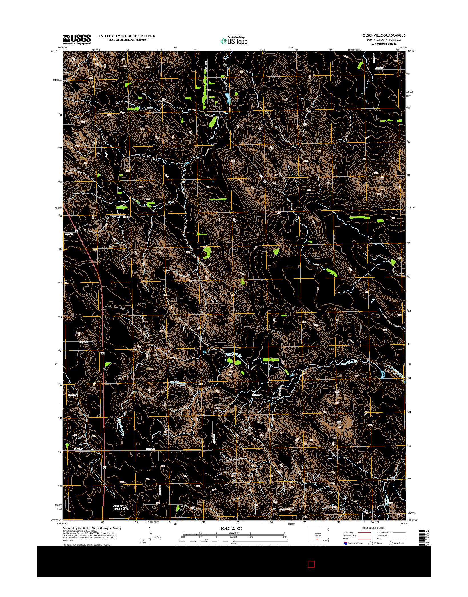 USGS US TOPO 7.5-MINUTE MAP FOR OLSONVILLE, SD 2015