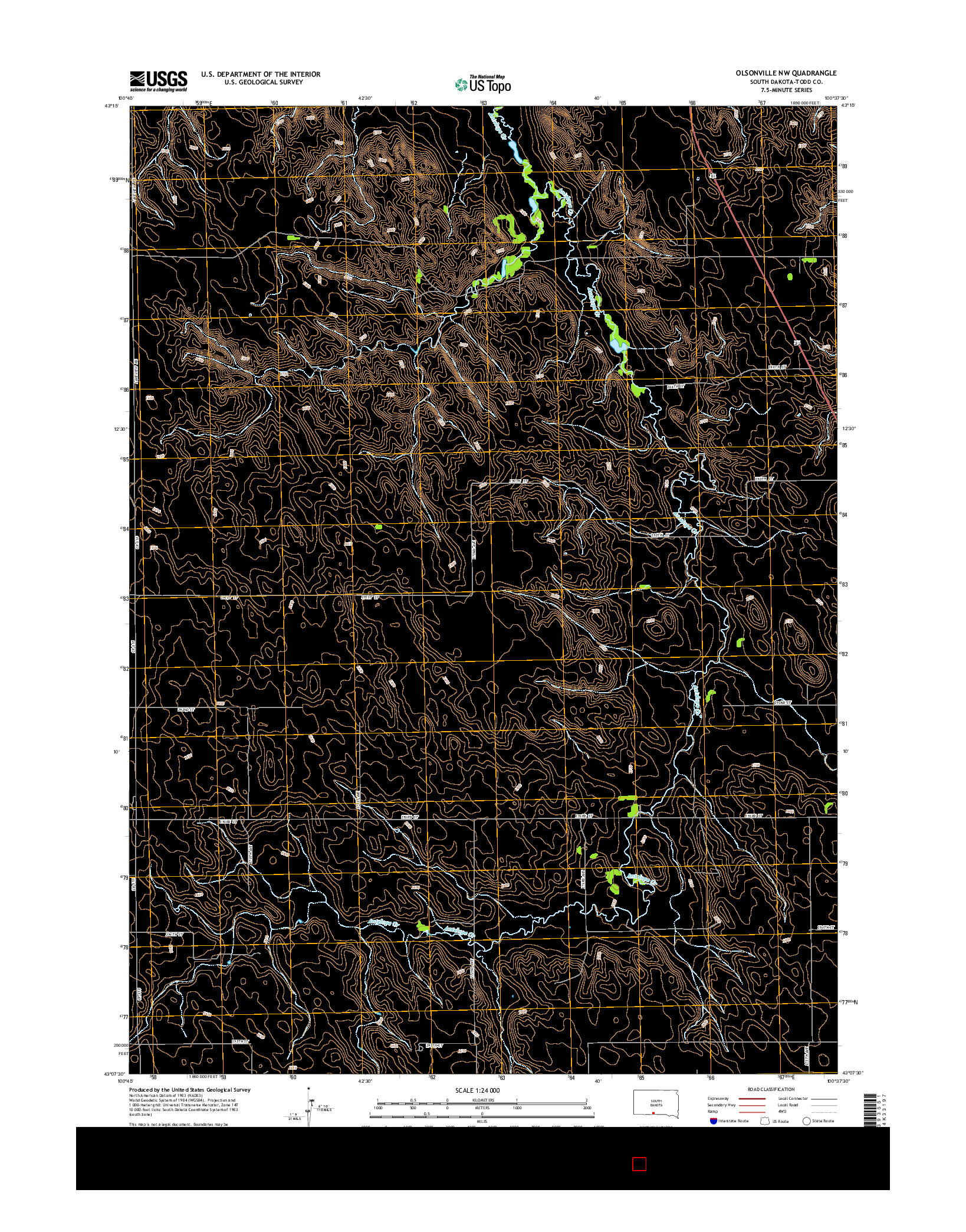USGS US TOPO 7.5-MINUTE MAP FOR OLSONVILLE NW, SD 2015