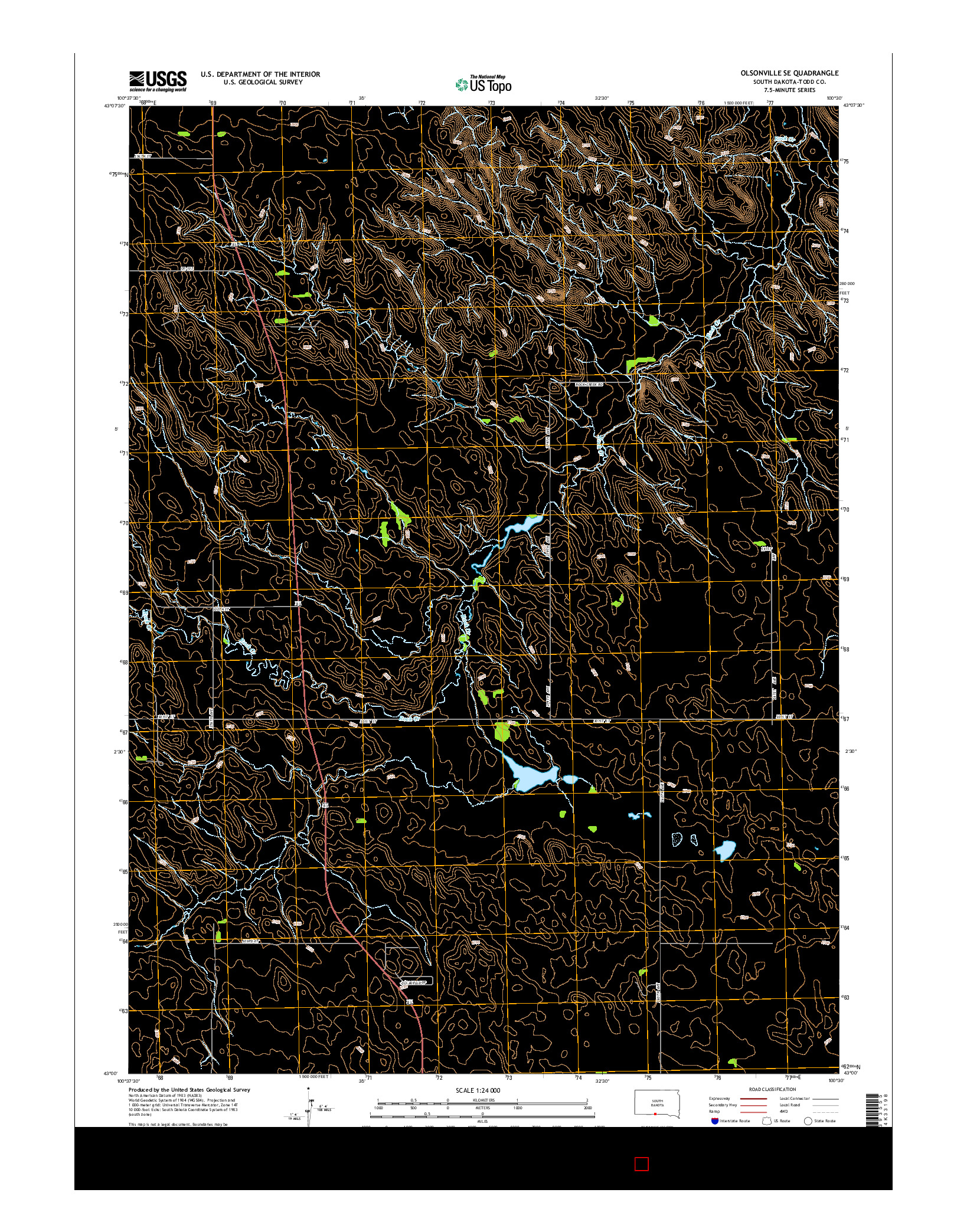 USGS US TOPO 7.5-MINUTE MAP FOR OLSONVILLE SE, SD 2015