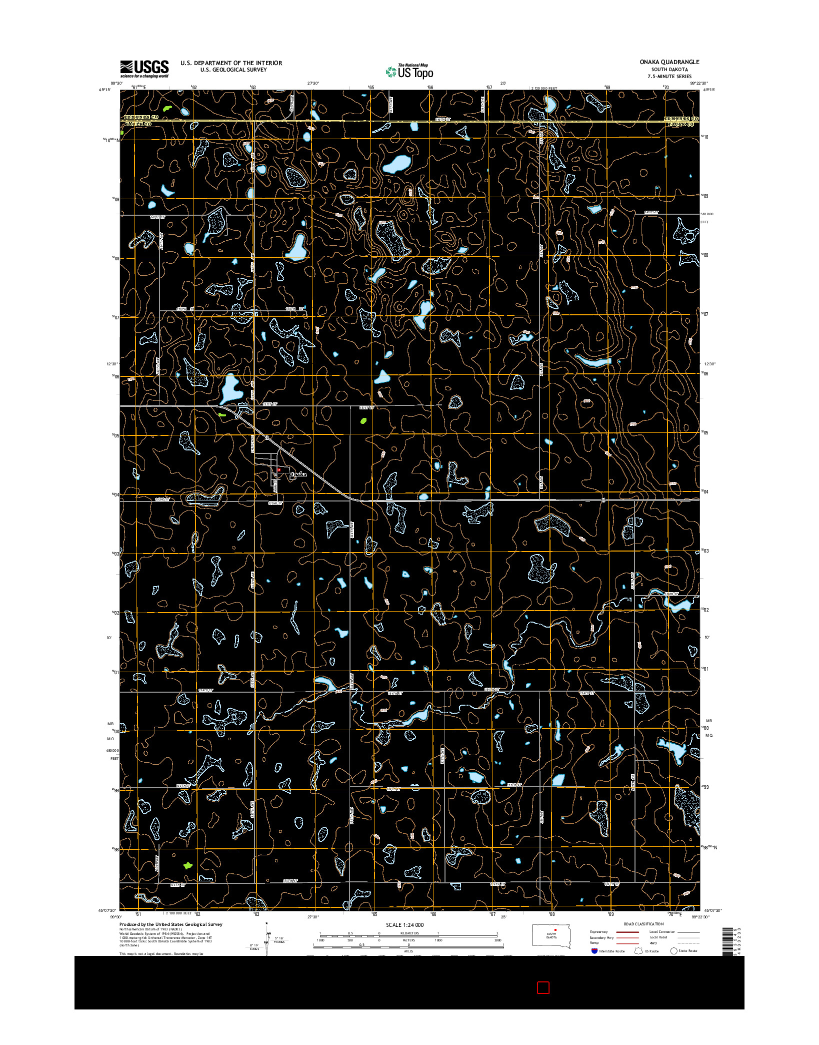 USGS US TOPO 7.5-MINUTE MAP FOR ONAKA, SD 2015