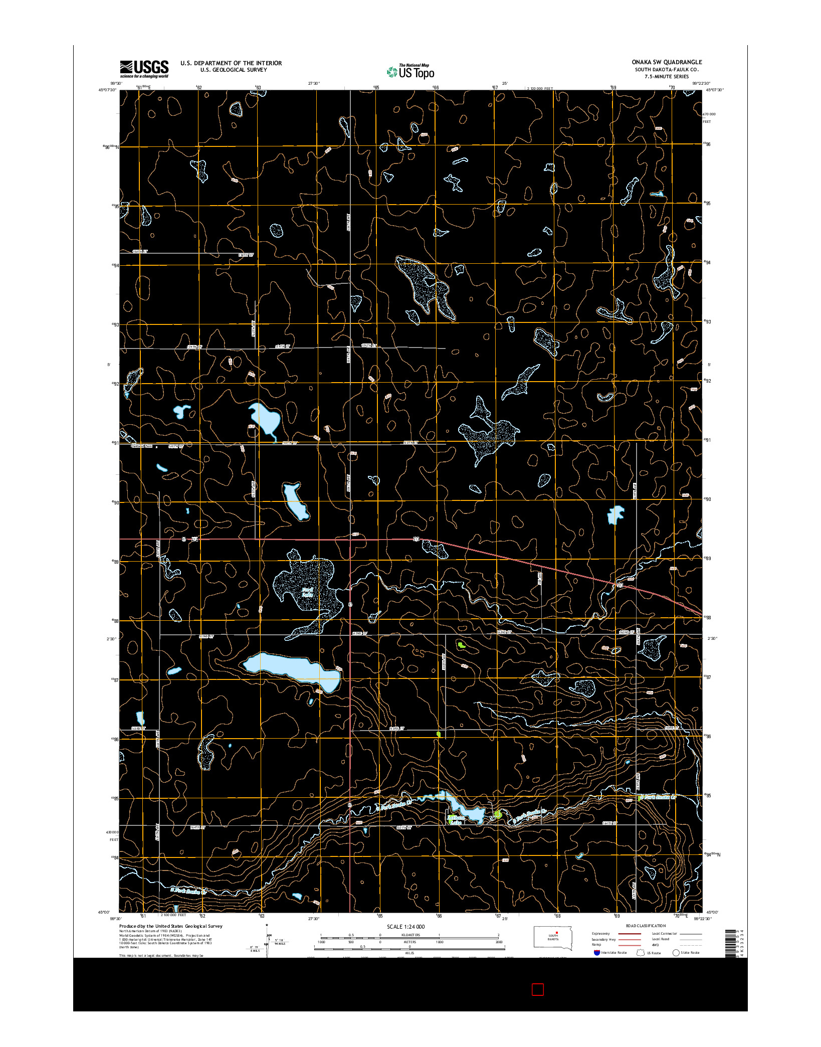 USGS US TOPO 7.5-MINUTE MAP FOR ONAKA SW, SD 2015