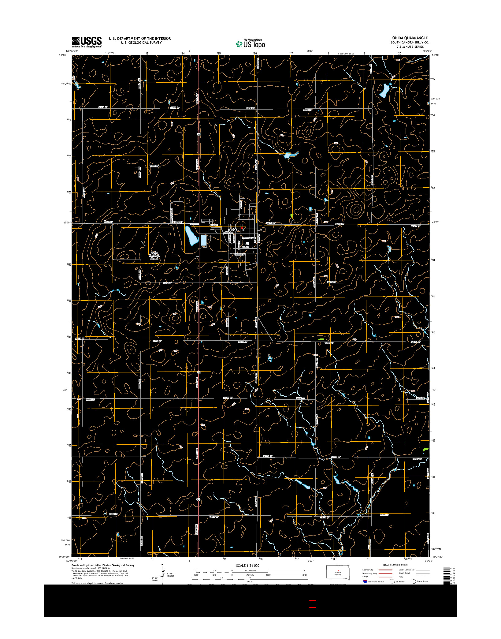 USGS US TOPO 7.5-MINUTE MAP FOR ONIDA, SD 2015