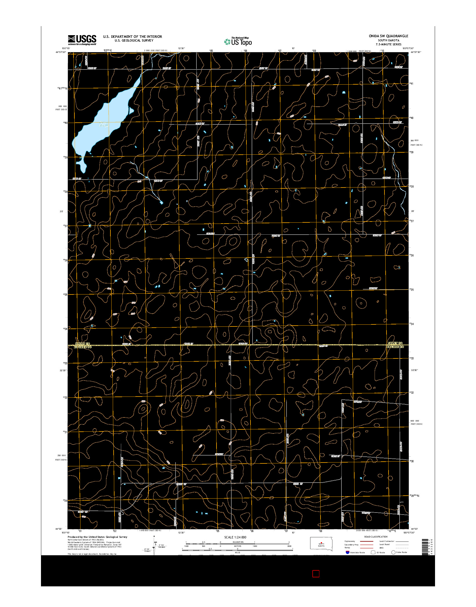 USGS US TOPO 7.5-MINUTE MAP FOR ONIDA SW, SD 2015