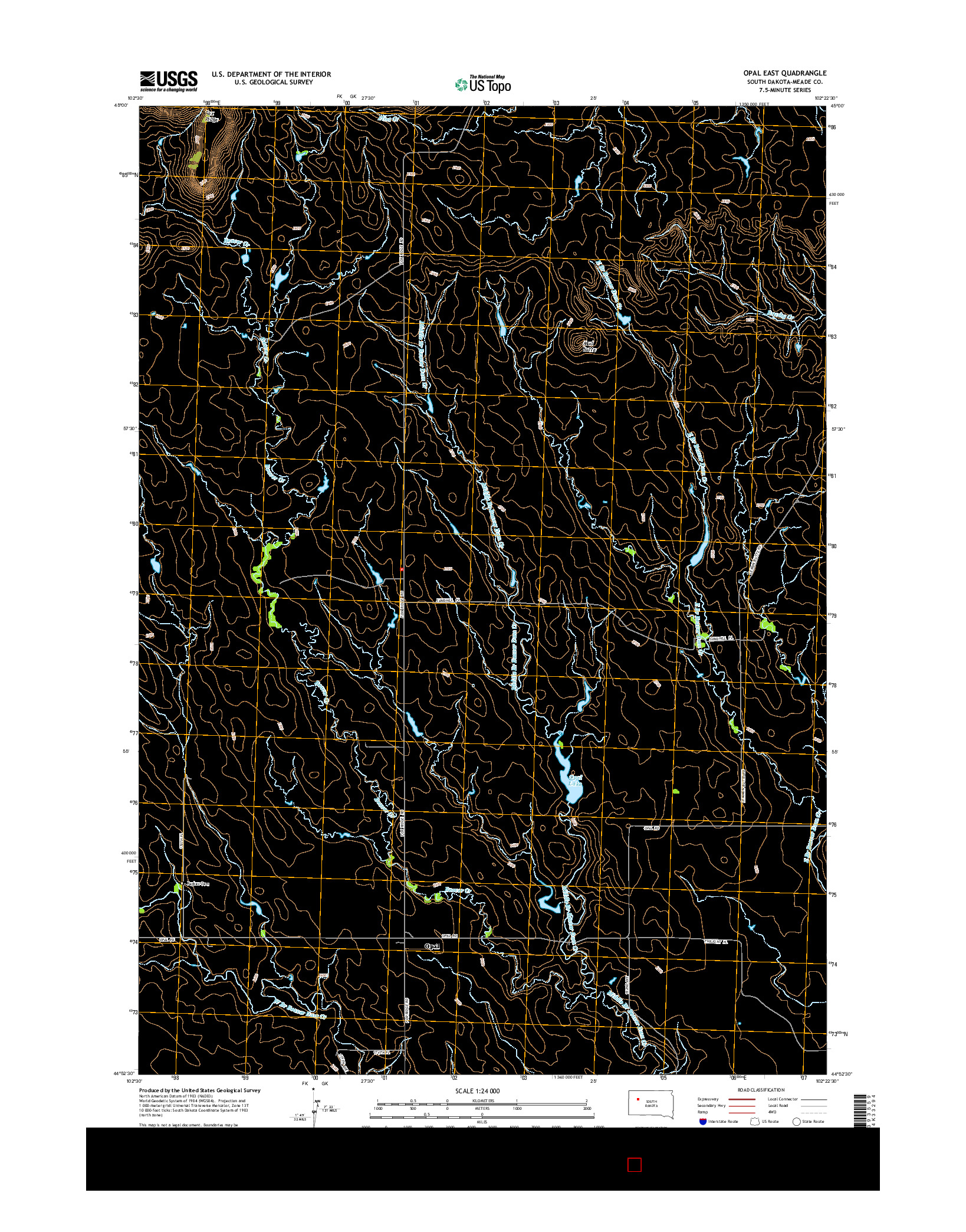 USGS US TOPO 7.5-MINUTE MAP FOR OPAL EAST, SD 2015