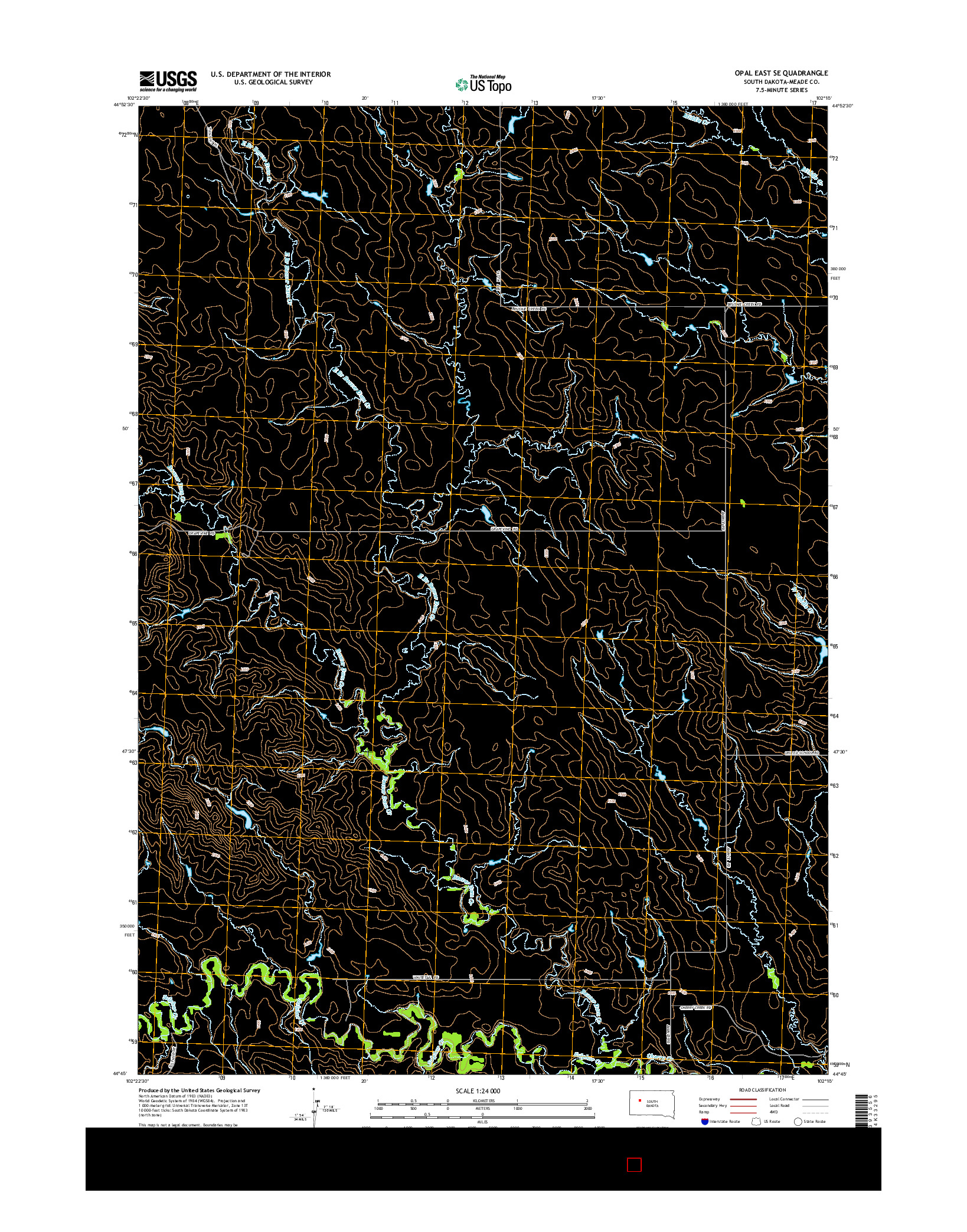 USGS US TOPO 7.5-MINUTE MAP FOR OPAL EAST SE, SD 2015