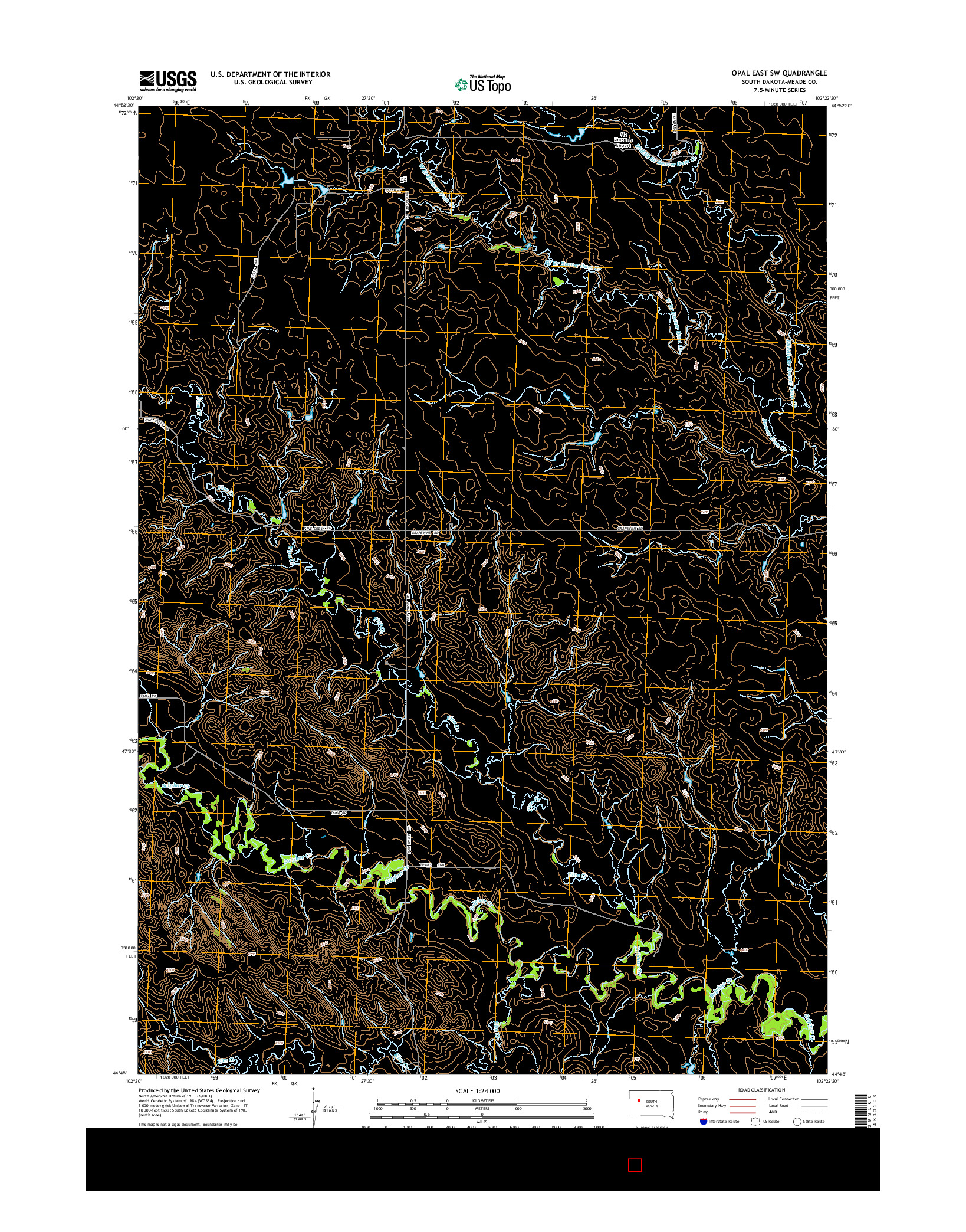 USGS US TOPO 7.5-MINUTE MAP FOR OPAL EAST SW, SD 2015