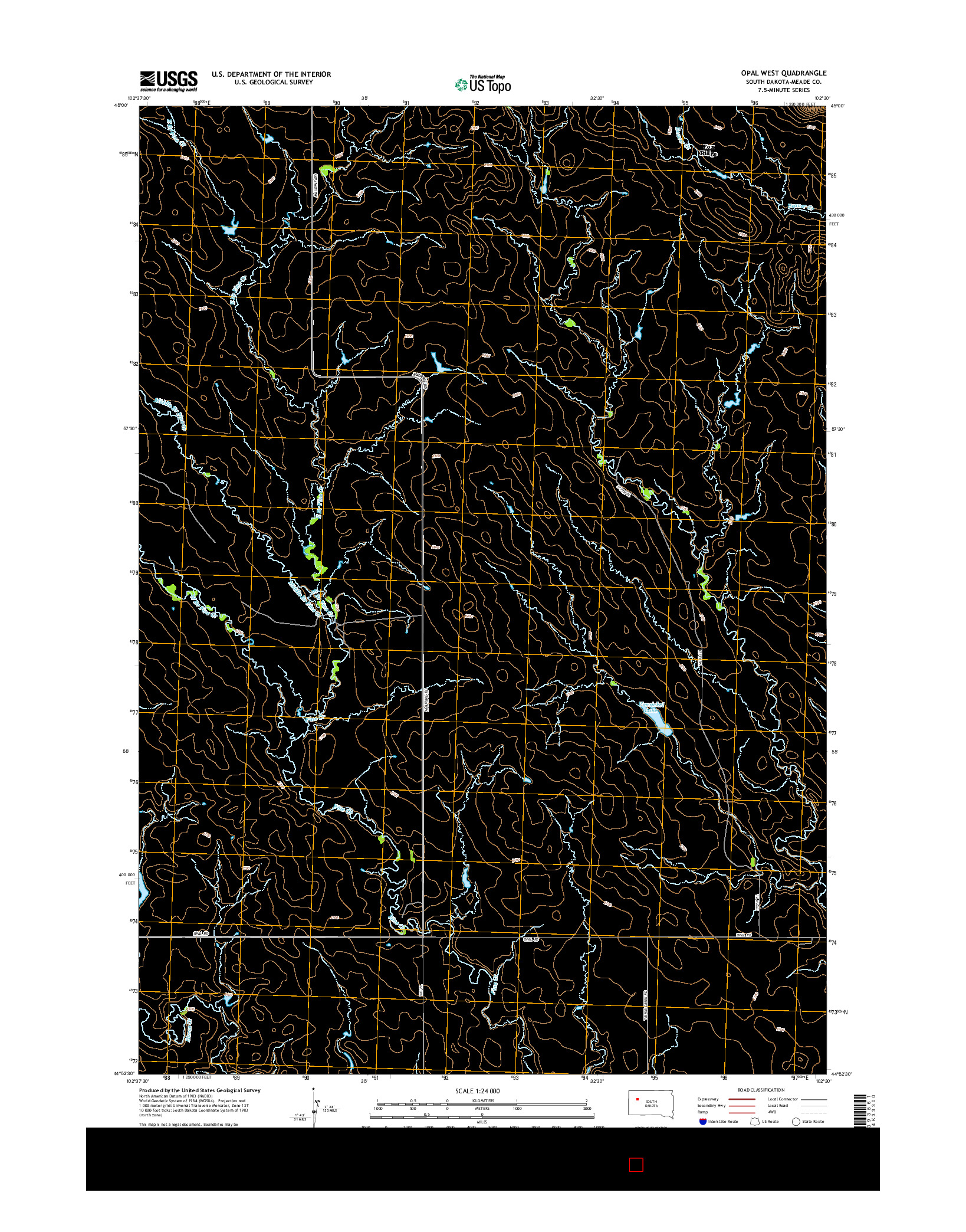 USGS US TOPO 7.5-MINUTE MAP FOR OPAL WEST, SD 2015