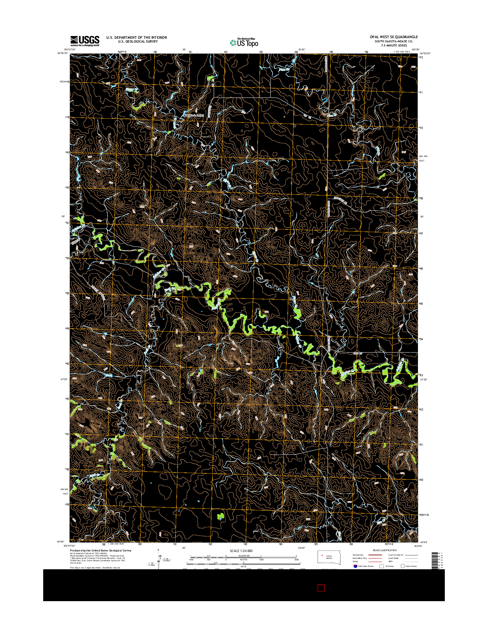 USGS US TOPO 7.5-MINUTE MAP FOR OPAL WEST SE, SD 2015