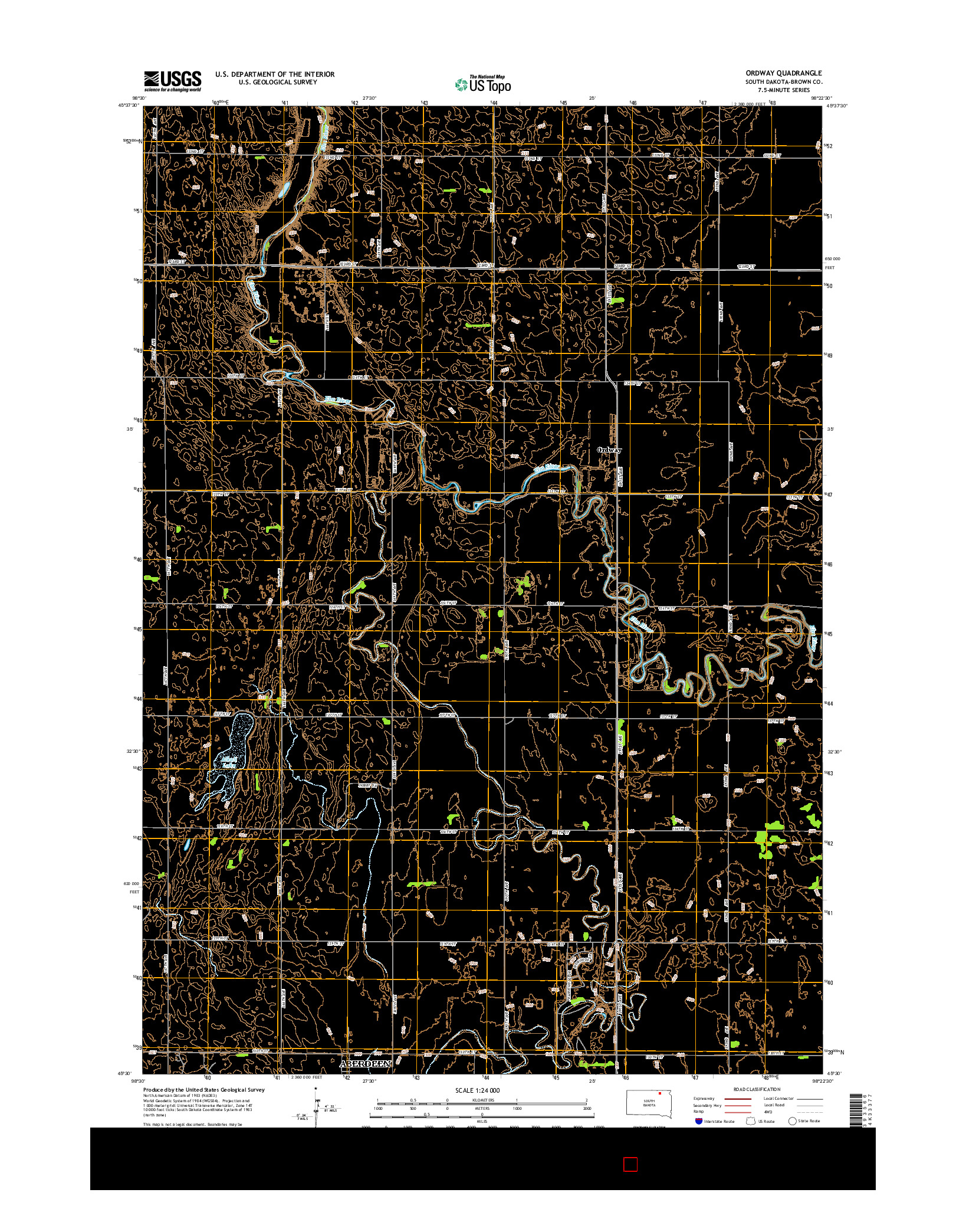 USGS US TOPO 7.5-MINUTE MAP FOR ORDWAY, SD 2015