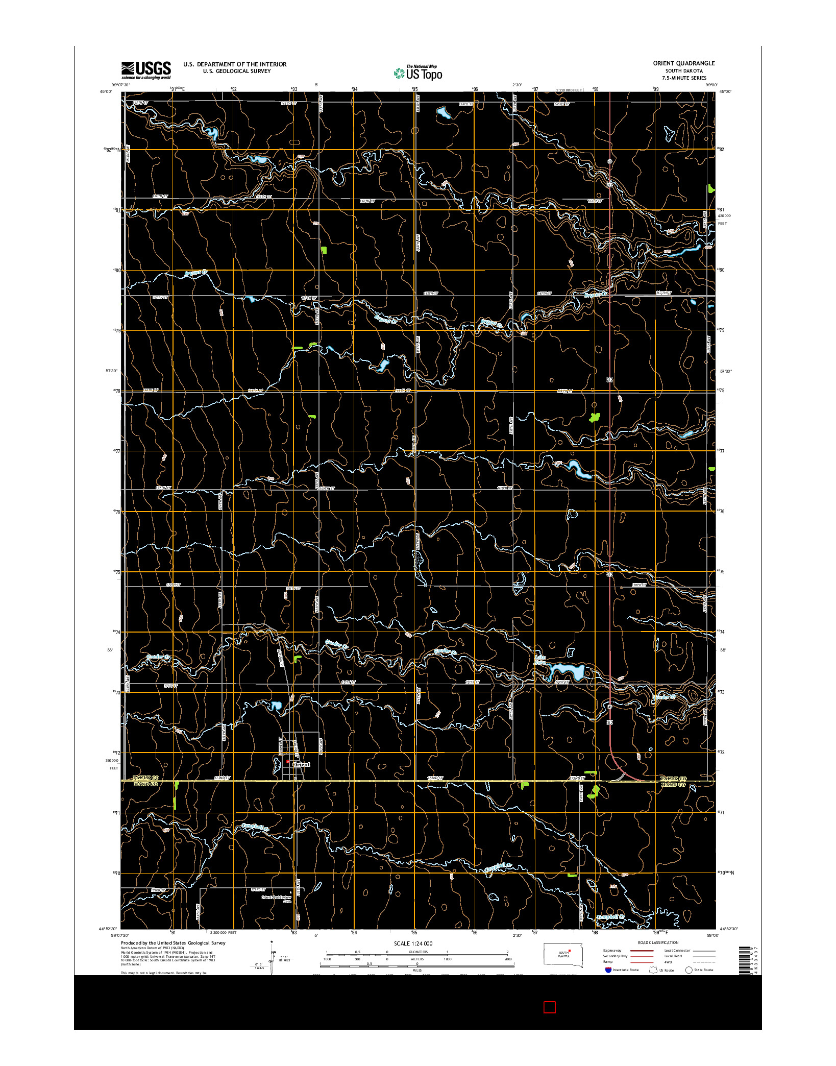 USGS US TOPO 7.5-MINUTE MAP FOR ORIENT, SD 2015