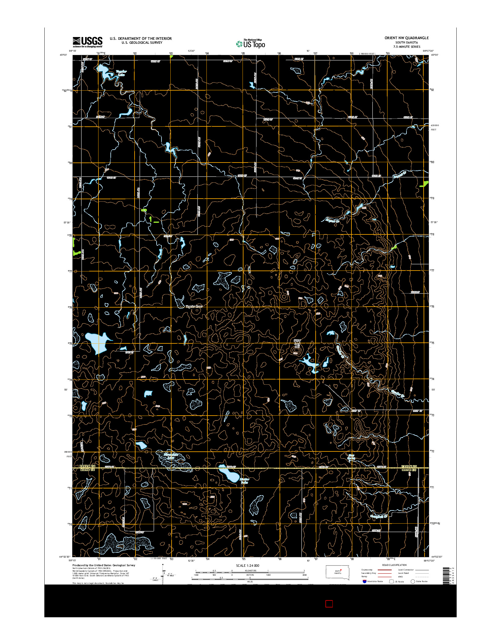 USGS US TOPO 7.5-MINUTE MAP FOR ORIENT NW, SD 2015