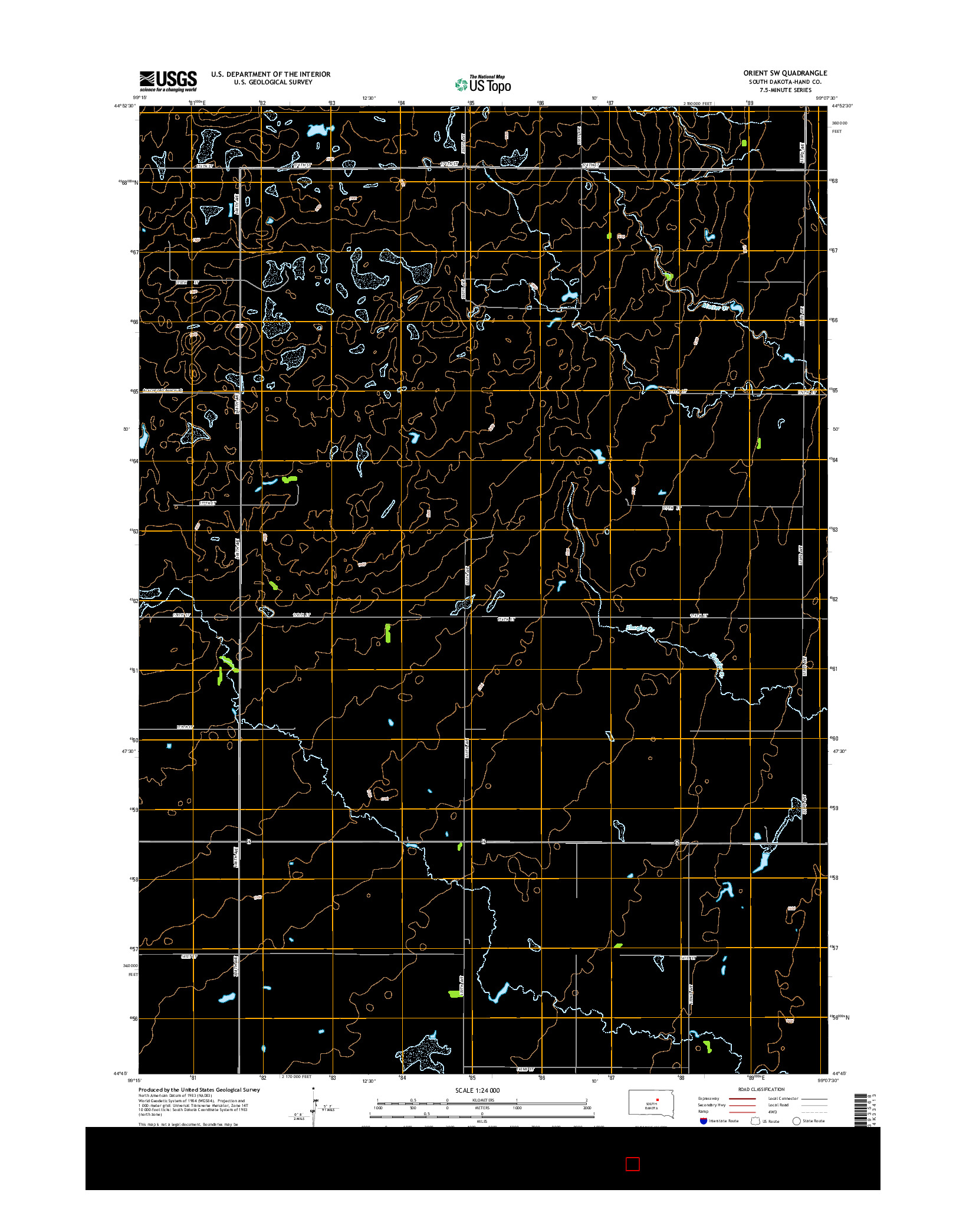 USGS US TOPO 7.5-MINUTE MAP FOR ORIENT SW, SD 2015