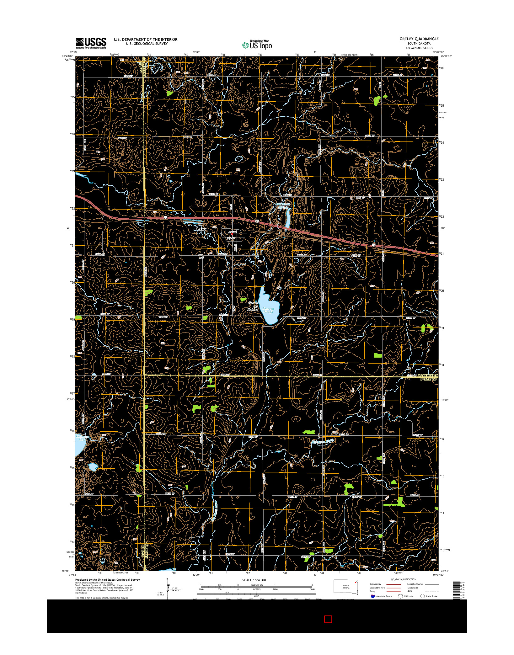 USGS US TOPO 7.5-MINUTE MAP FOR ORTLEY, SD 2015