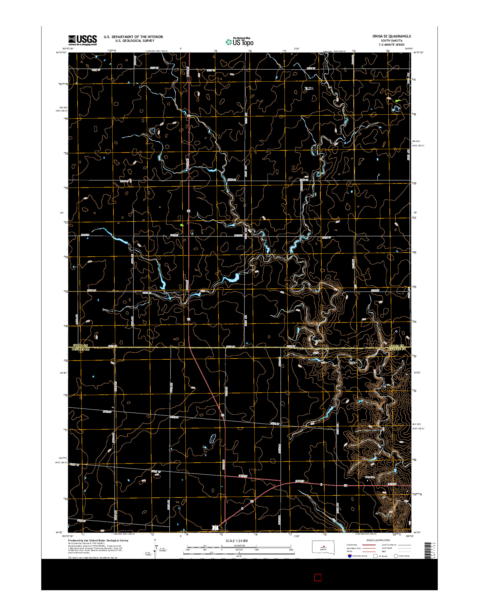 USGS US TOPO 7.5-MINUTE MAP FOR ONIDA SE, SD 2015