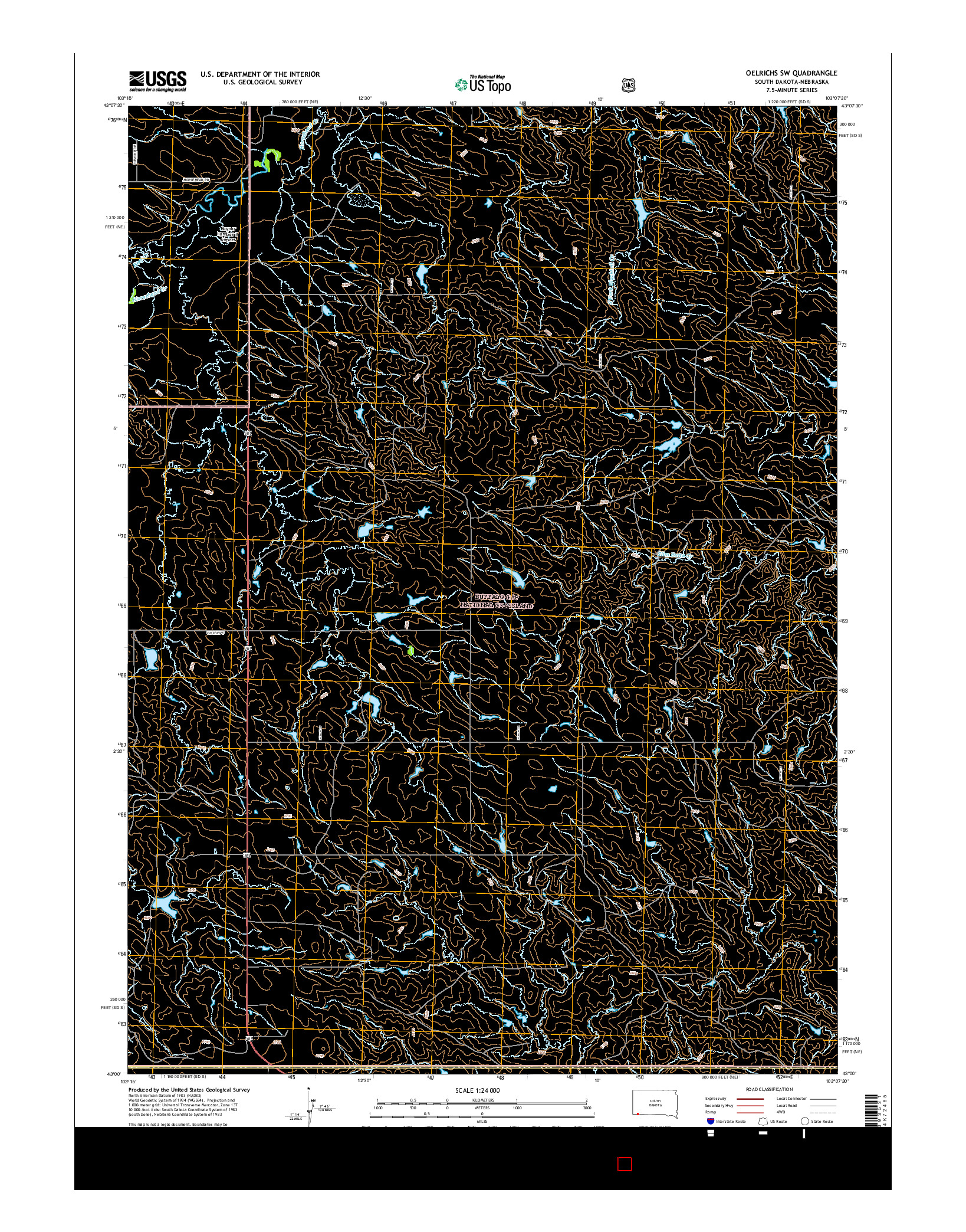 USGS US TOPO 7.5-MINUTE MAP FOR OELRICHS SW, SD-NE 2015