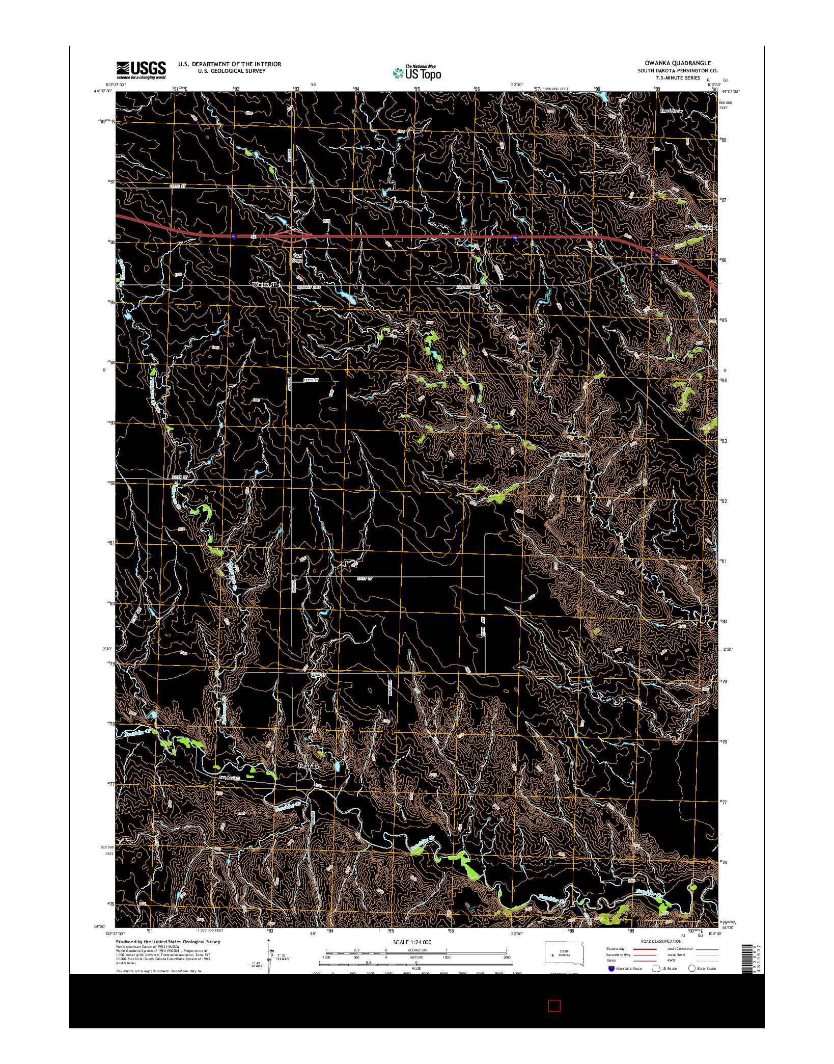 USGS US TOPO 7.5-MINUTE MAP FOR OWANKA, SD 2015