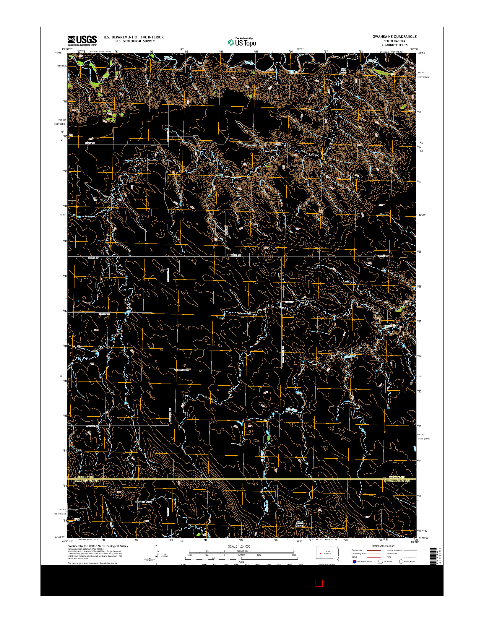 USGS US TOPO 7.5-MINUTE MAP FOR OWANKA NE, SD 2015