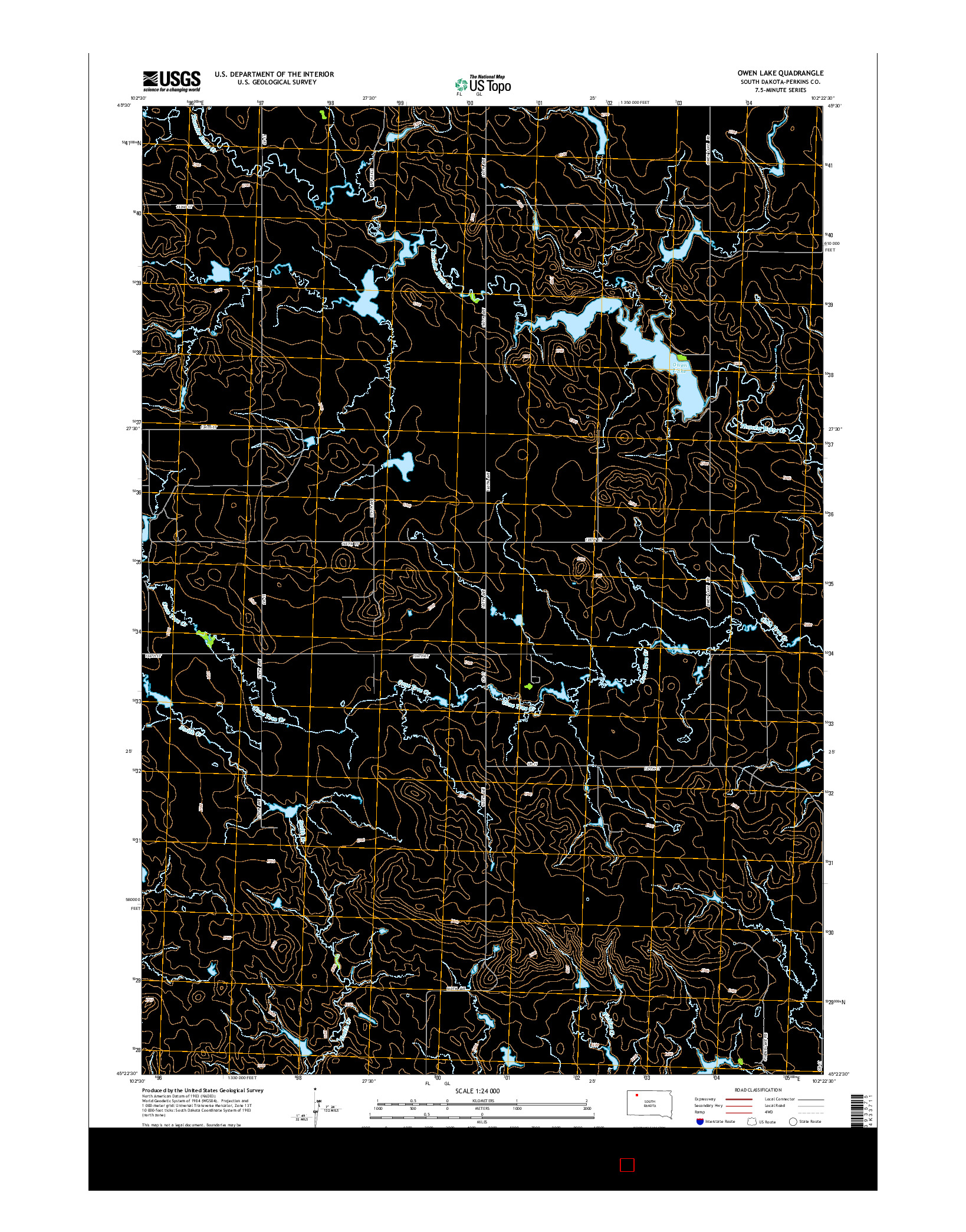 USGS US TOPO 7.5-MINUTE MAP FOR OWEN LAKE, SD 2015