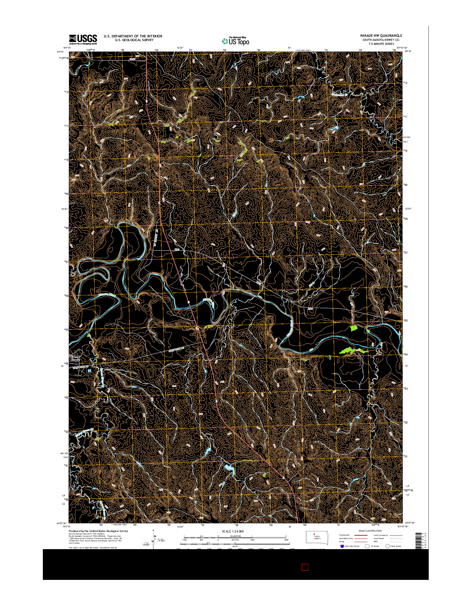 USGS US TOPO 7.5-MINUTE MAP FOR PARADE NW, SD 2015