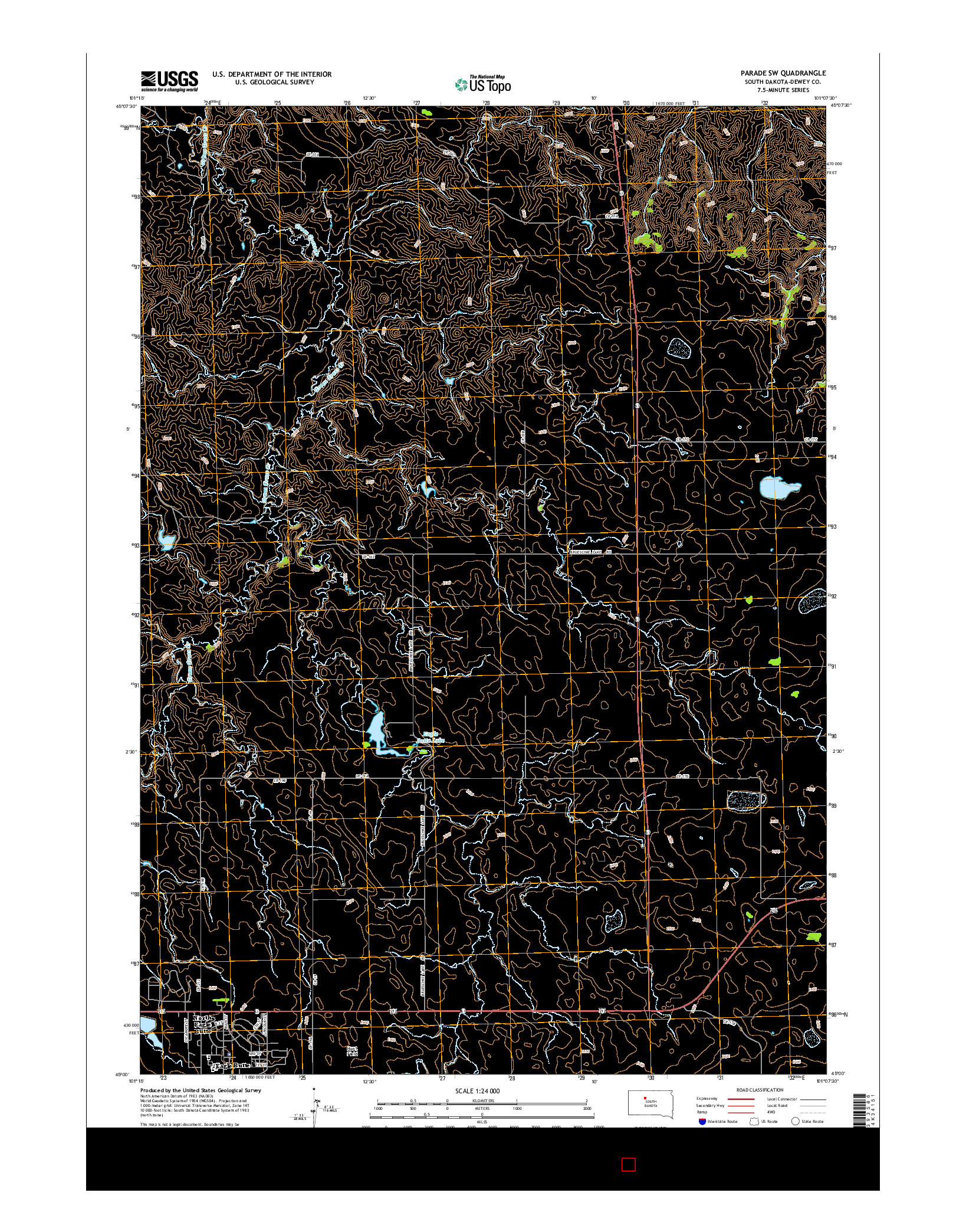 USGS US TOPO 7.5-MINUTE MAP FOR PARADE SW, SD 2015