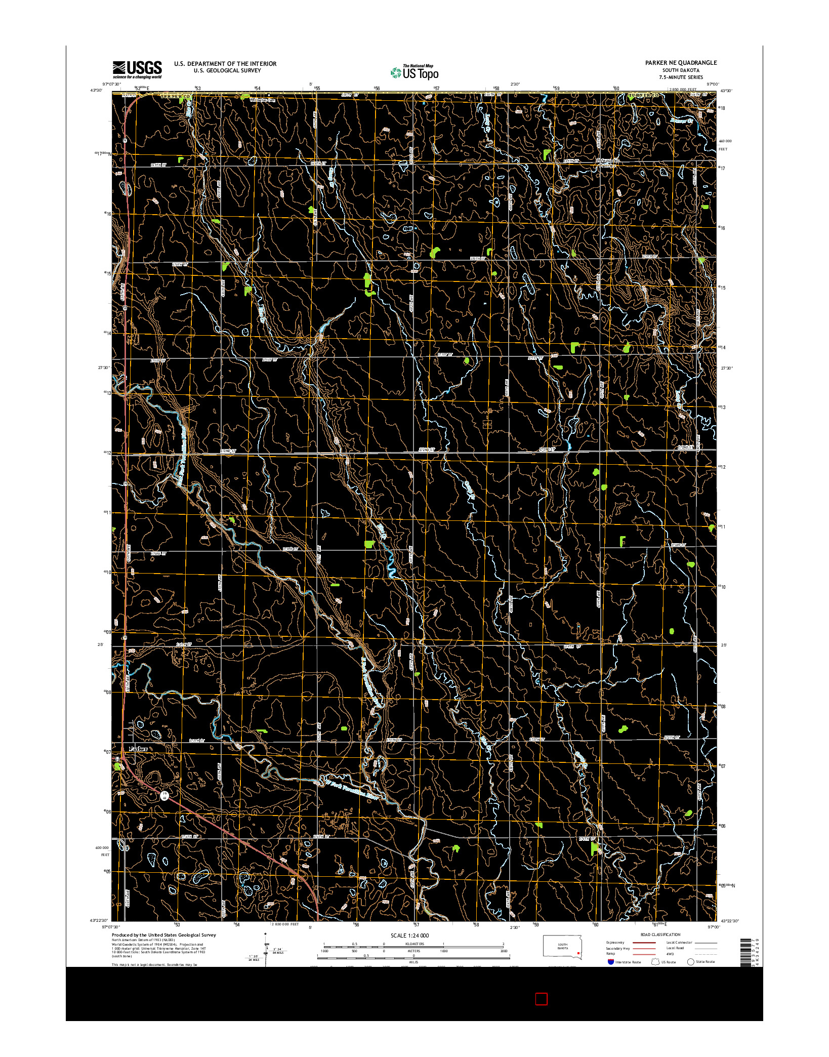 USGS US TOPO 7.5-MINUTE MAP FOR PARKER NE, SD 2015