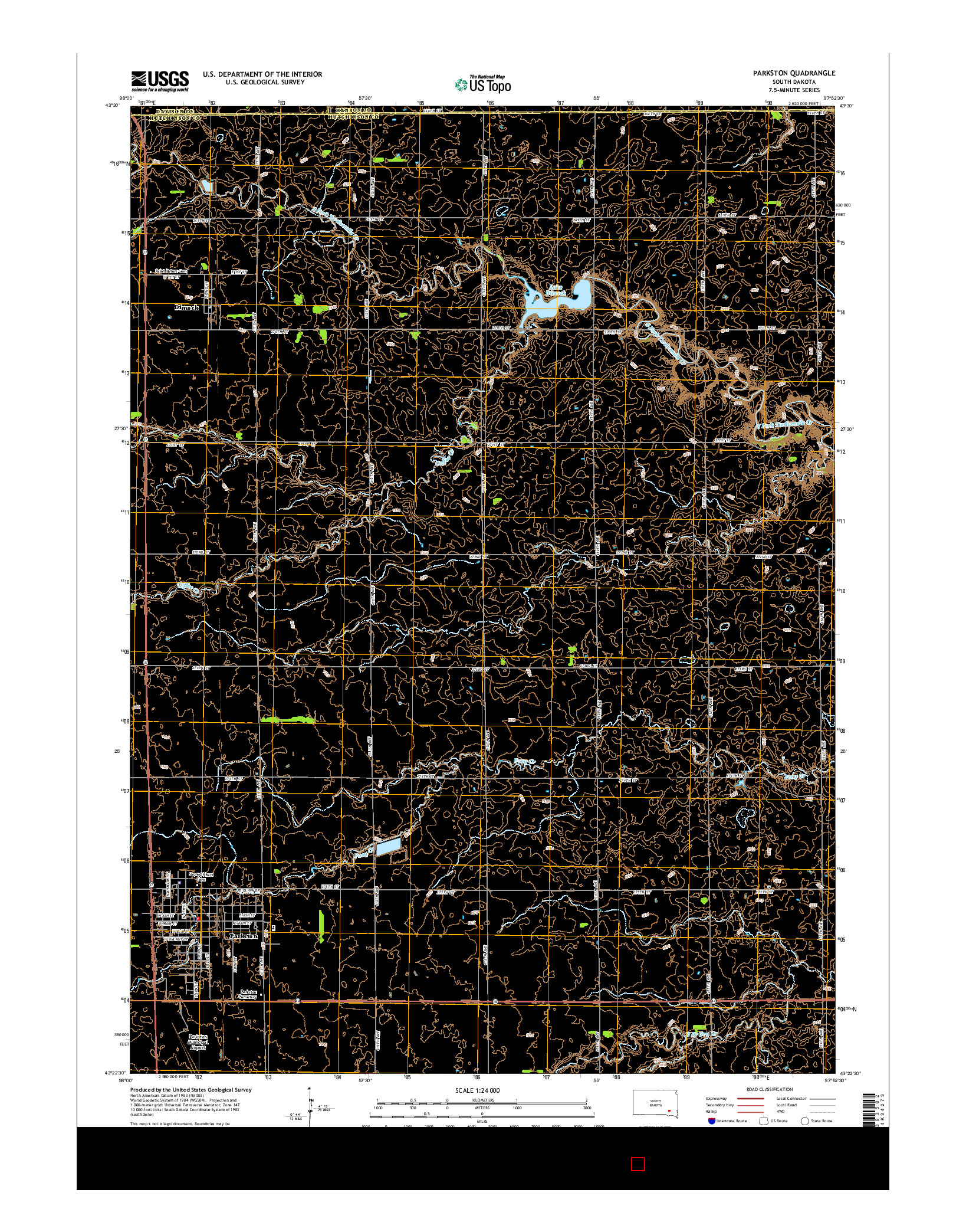 USGS US TOPO 7.5-MINUTE MAP FOR PARKSTON, SD 2015