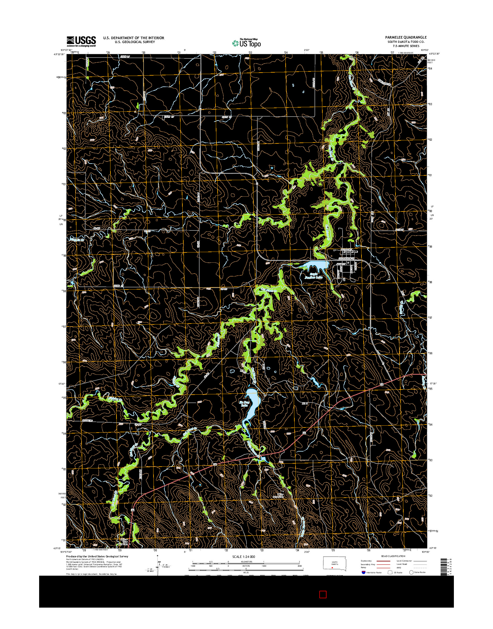 USGS US TOPO 7.5-MINUTE MAP FOR PARMELEE, SD 2015