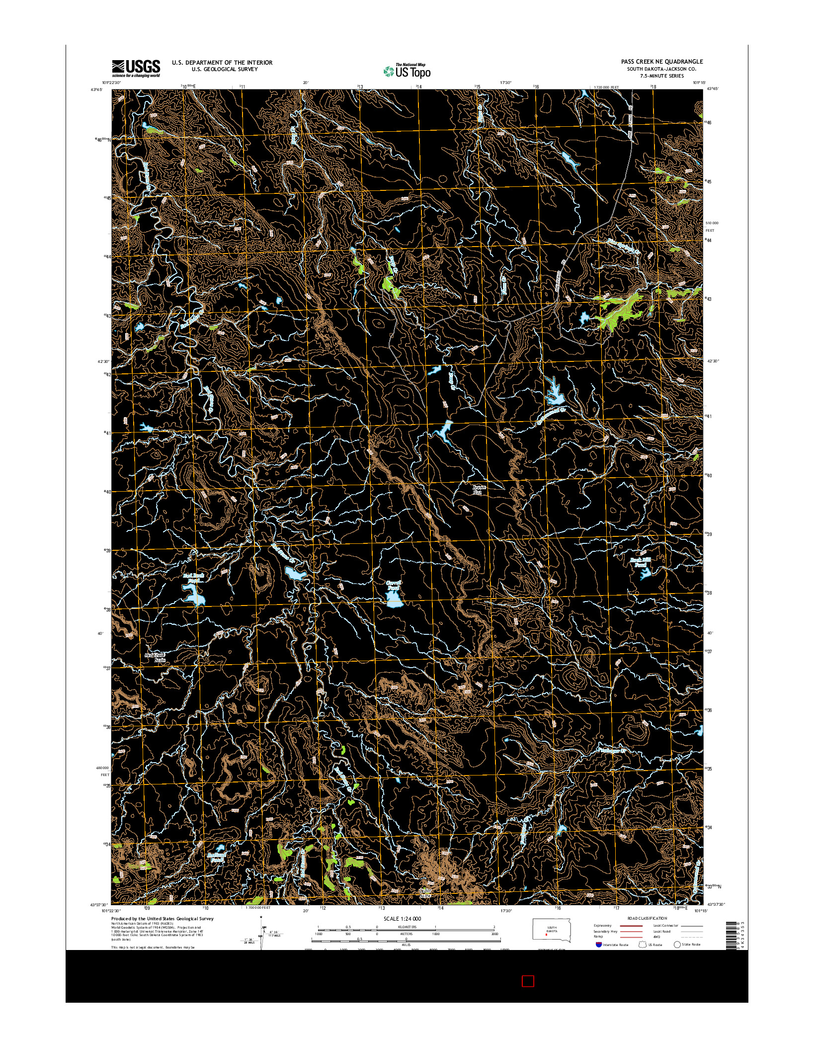 USGS US TOPO 7.5-MINUTE MAP FOR PASS CREEK NE, SD 2015