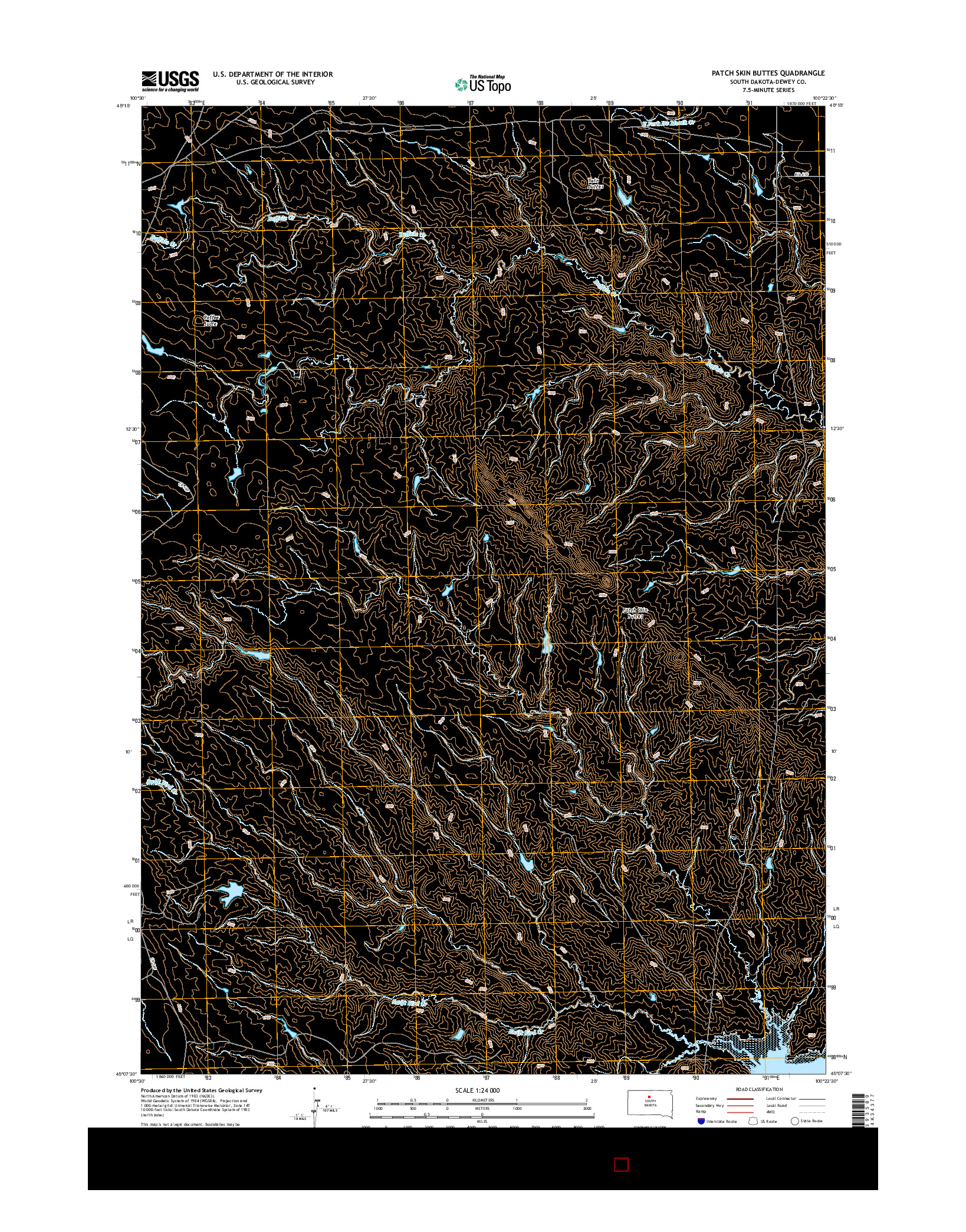 USGS US TOPO 7.5-MINUTE MAP FOR PATCH SKIN BUTTES, SD 2015