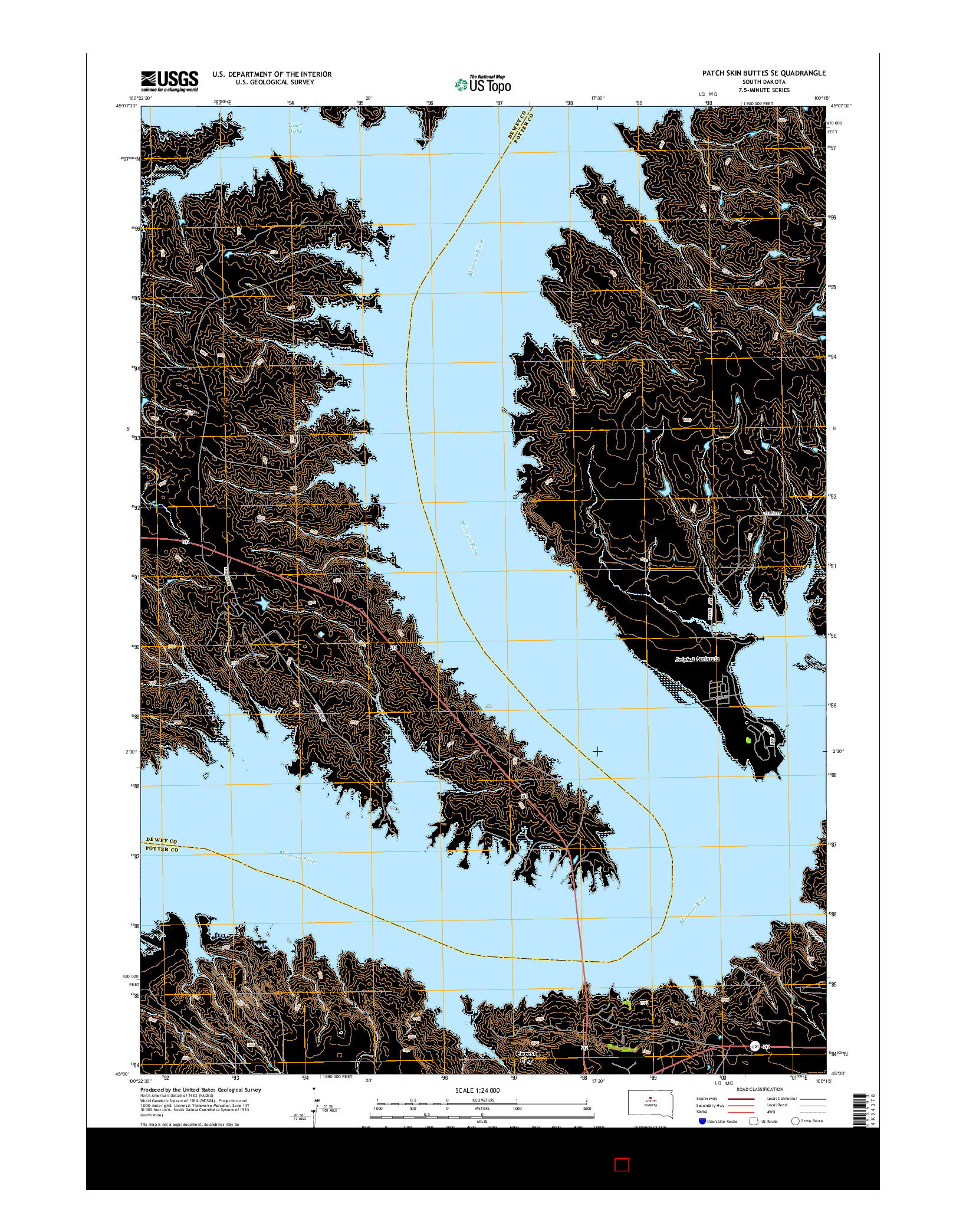 USGS US TOPO 7.5-MINUTE MAP FOR PATCH SKIN BUTTES SE, SD 2015