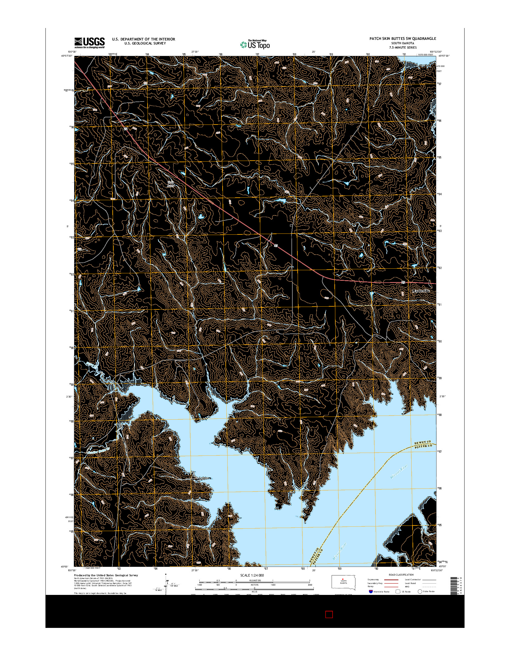 USGS US TOPO 7.5-MINUTE MAP FOR PATCH SKIN BUTTES SW, SD 2015