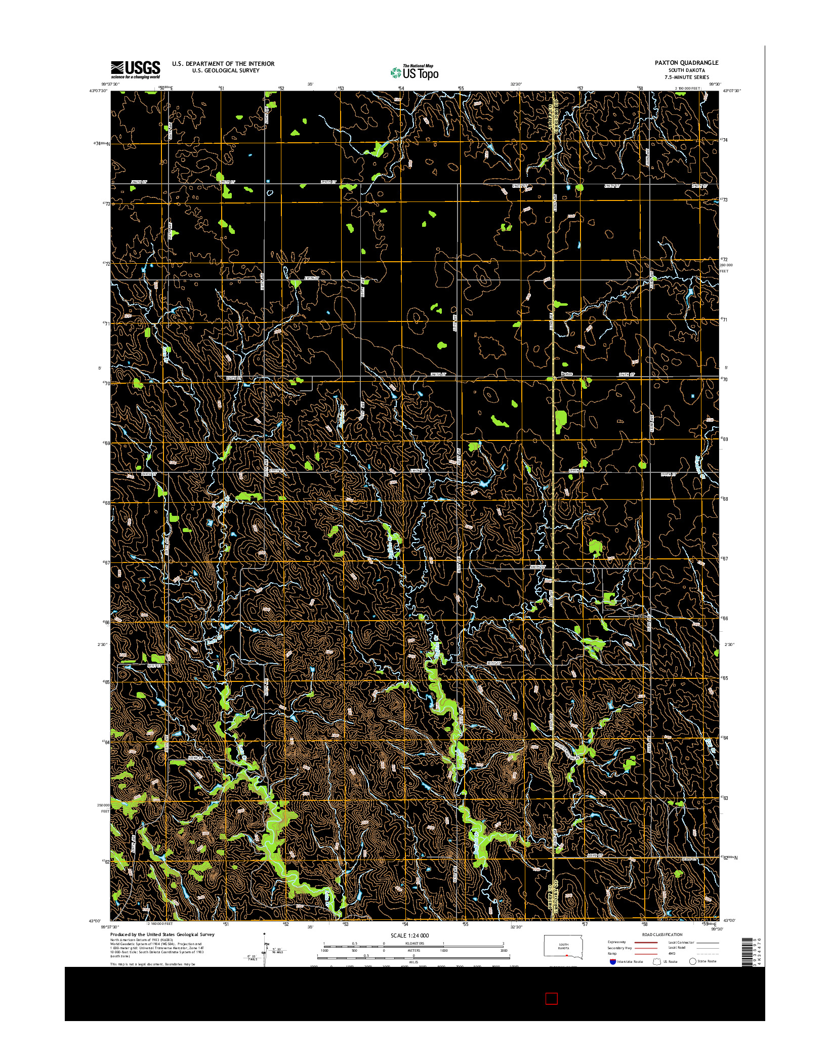 USGS US TOPO 7.5-MINUTE MAP FOR PAXTON, SD 2015