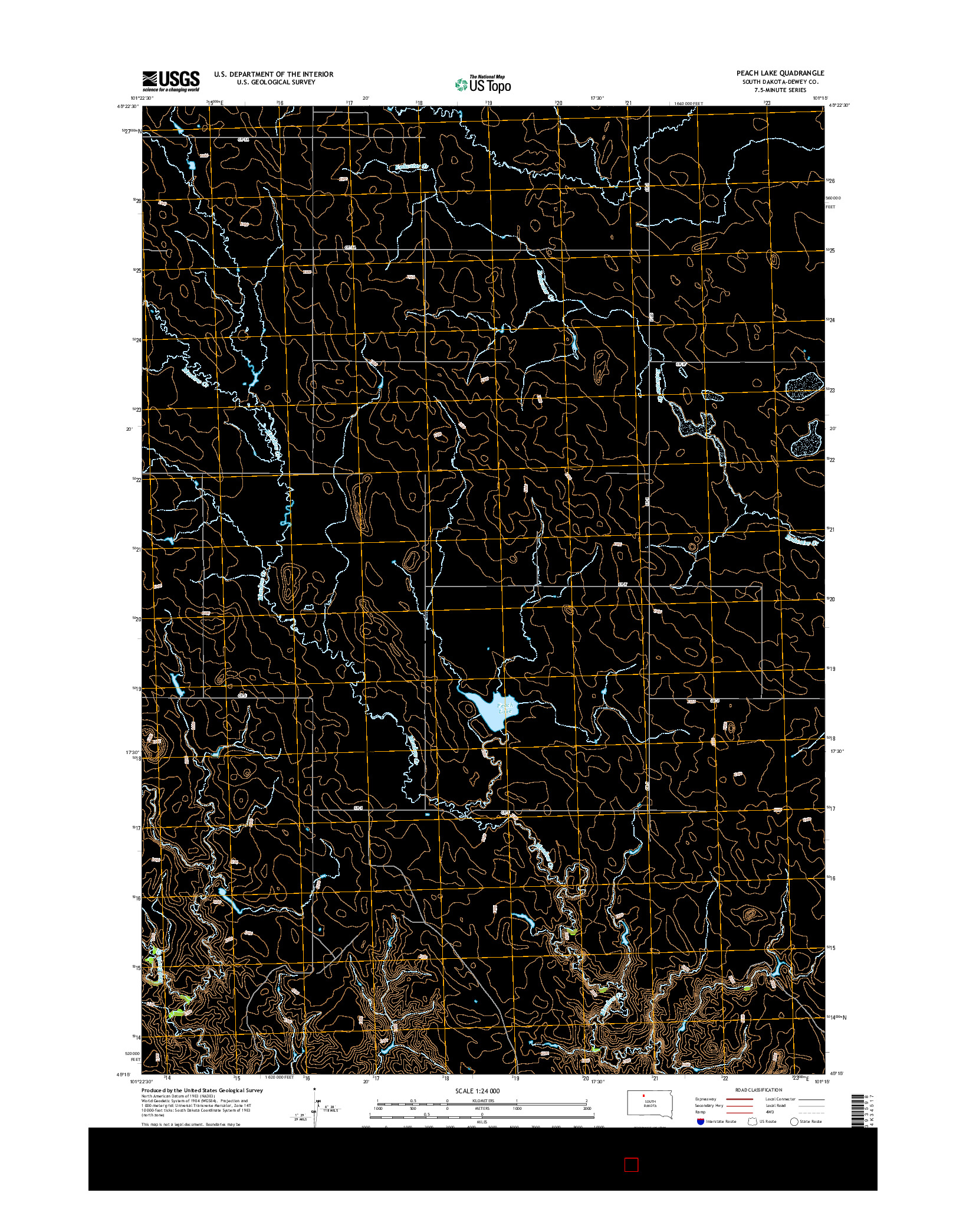 USGS US TOPO 7.5-MINUTE MAP FOR PEACH LAKE, SD 2015
