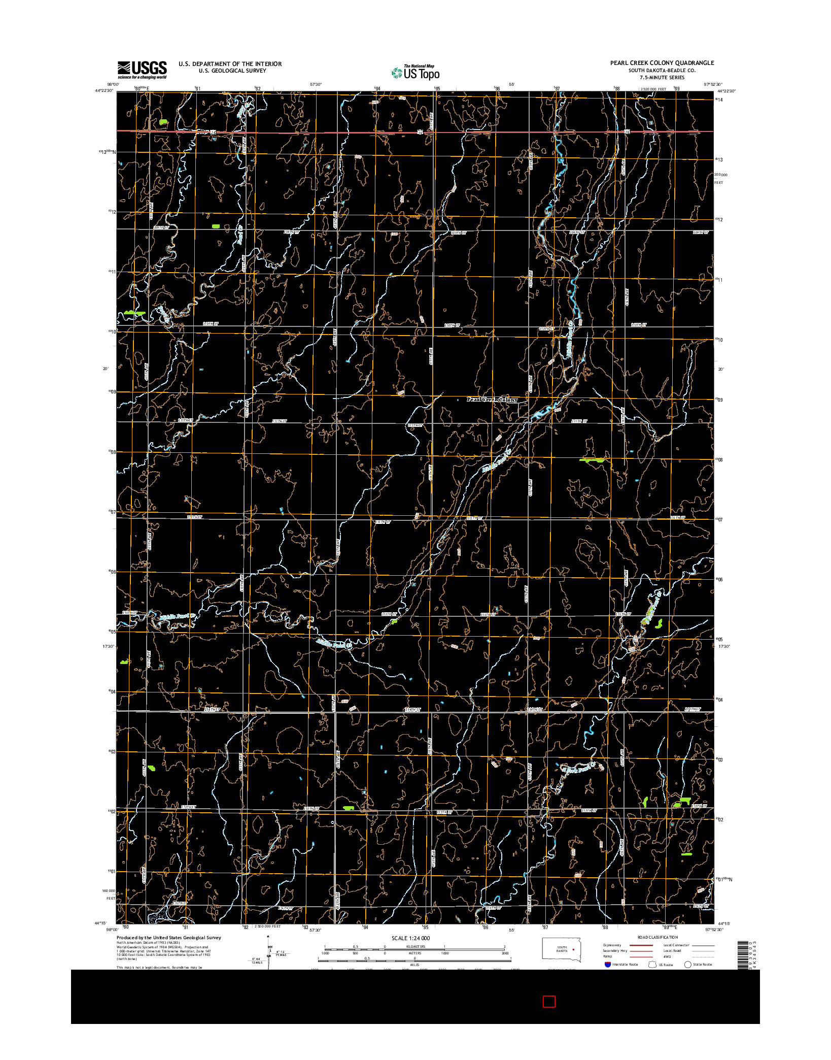 USGS US TOPO 7.5-MINUTE MAP FOR PEARL CREEK COLONY, SD 2015