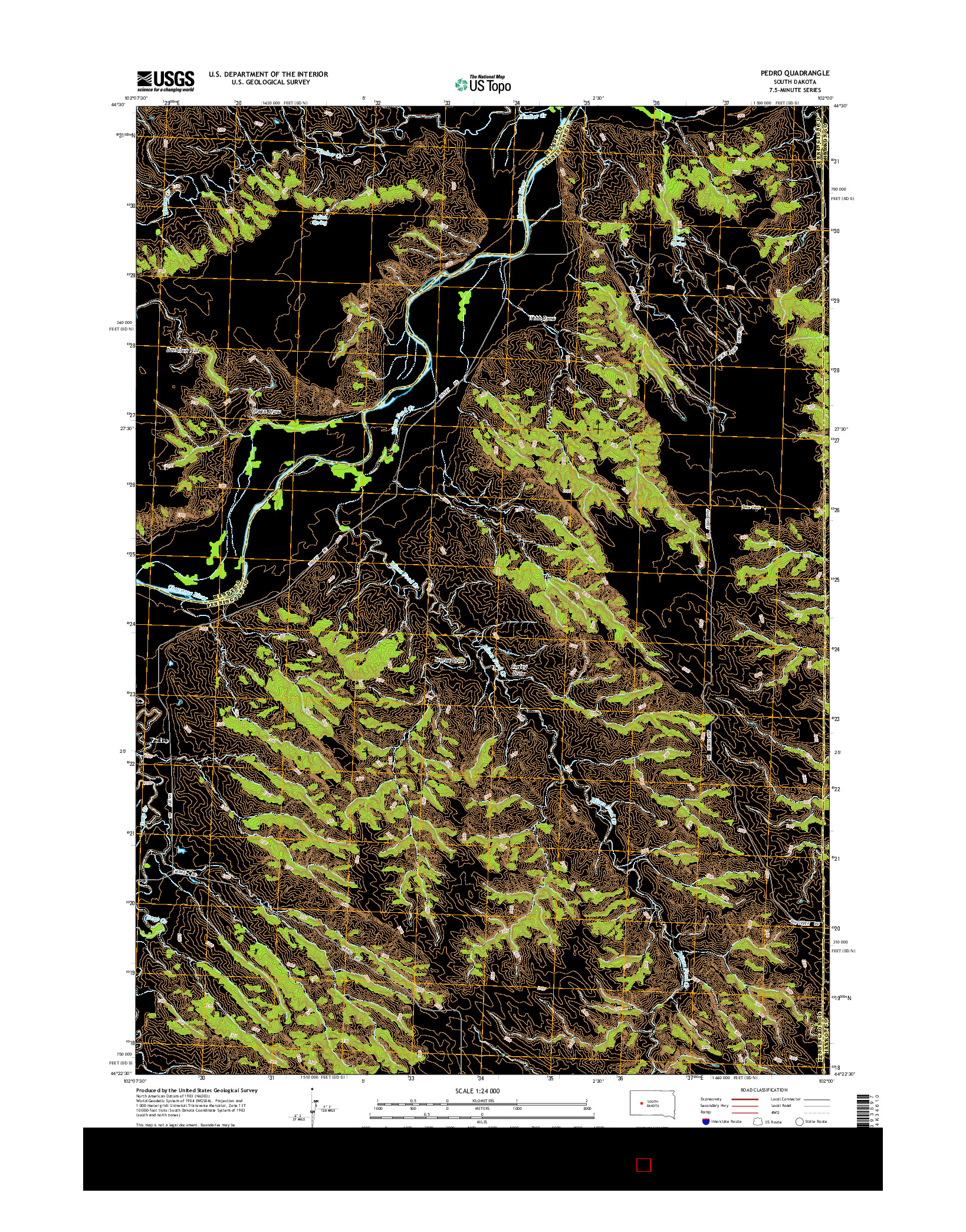 USGS US TOPO 7.5-MINUTE MAP FOR PEDRO, SD 2015