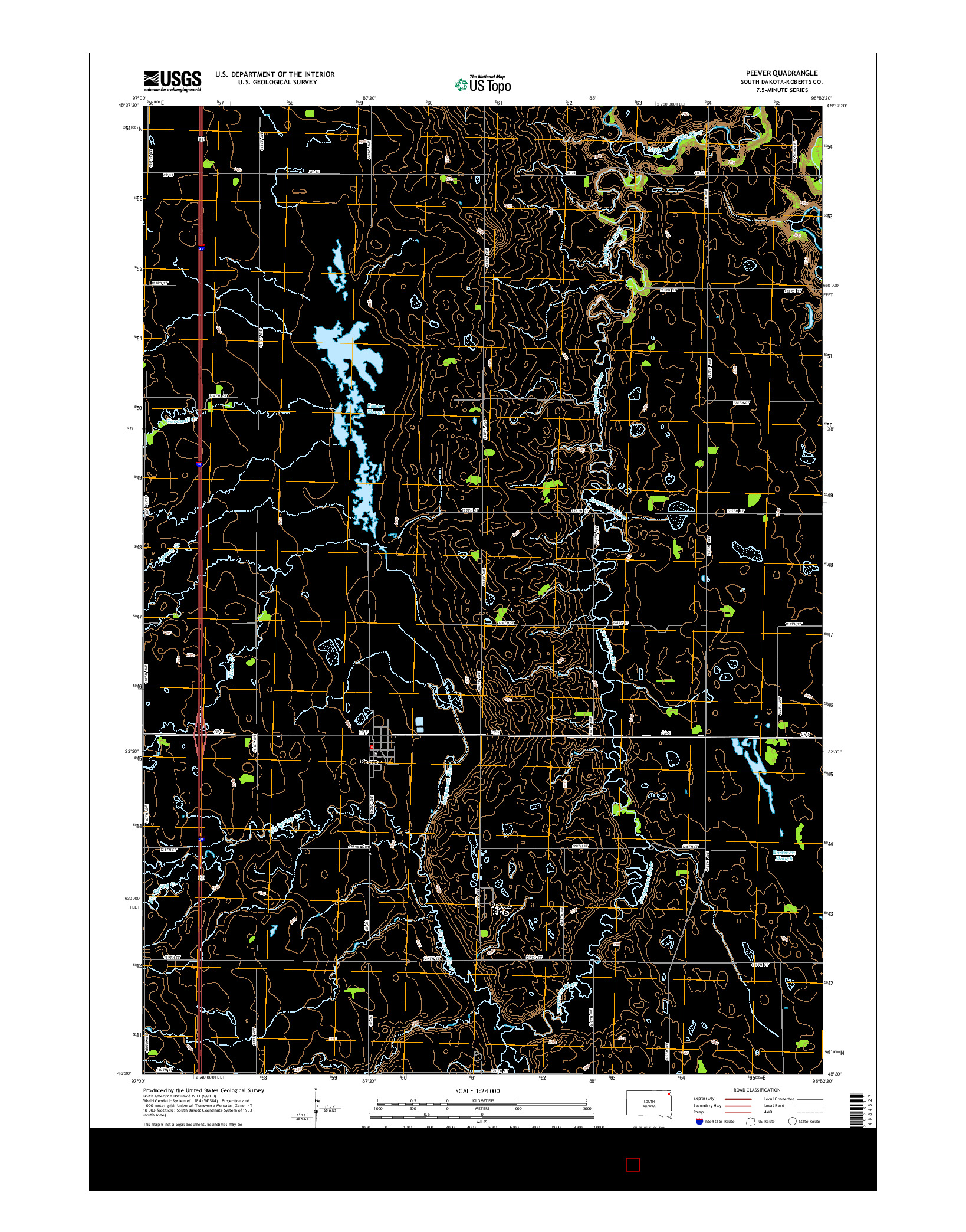 USGS US TOPO 7.5-MINUTE MAP FOR PEEVER, SD 2015