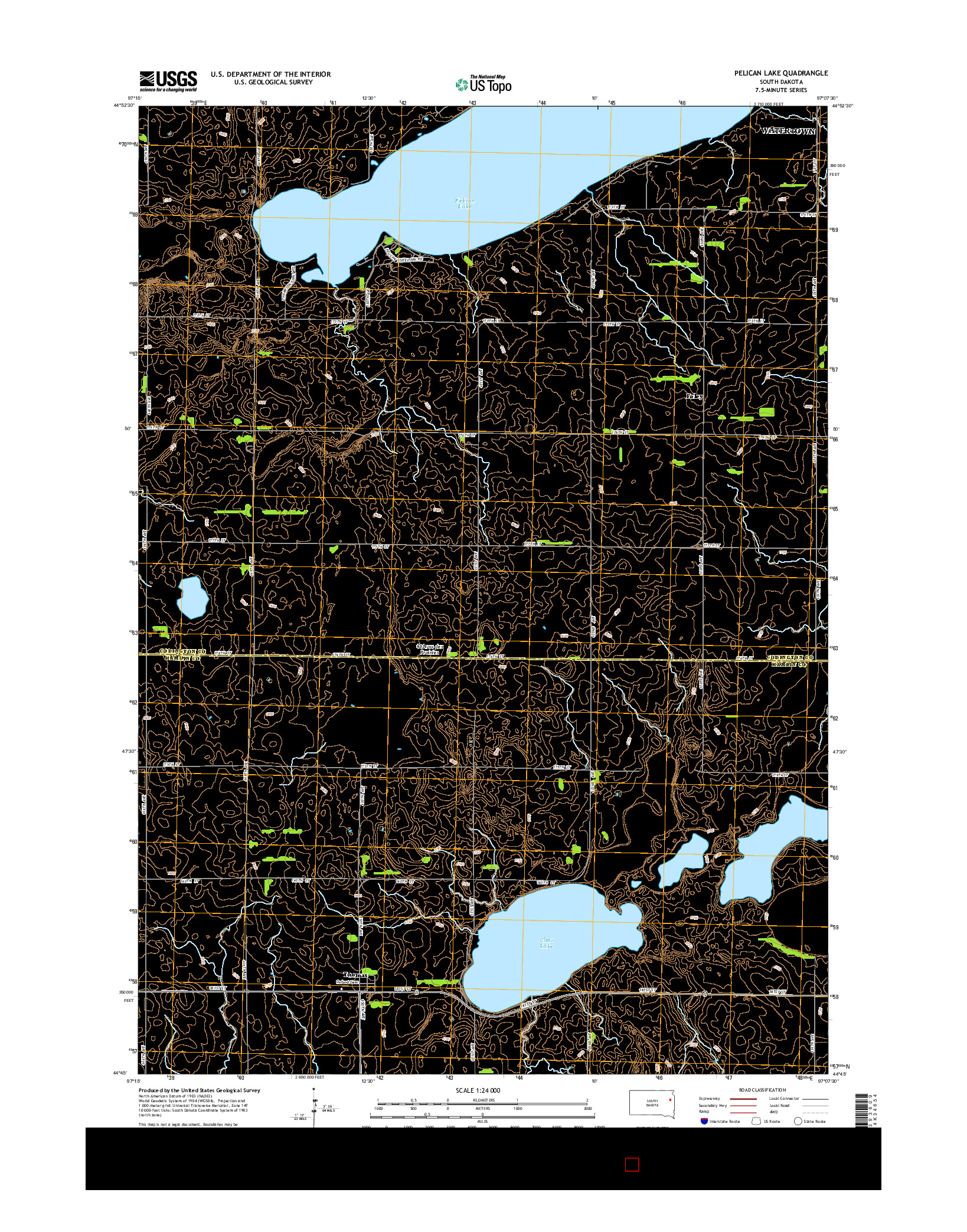 USGS US TOPO 7.5-MINUTE MAP FOR PELICAN LAKE, SD 2015