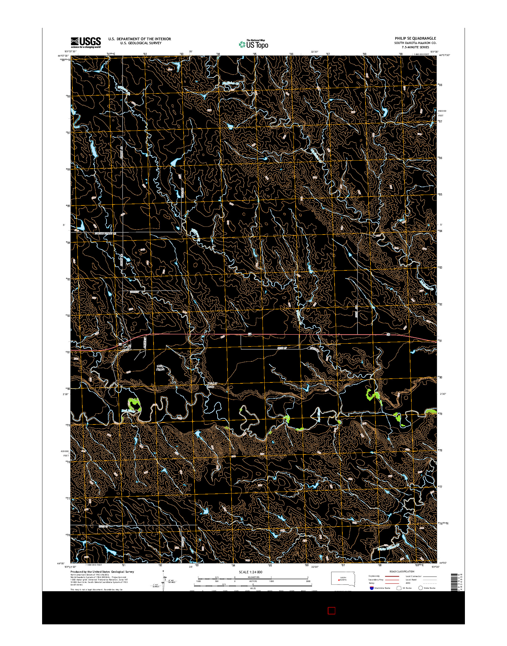 USGS US TOPO 7.5-MINUTE MAP FOR PHILIP SE, SD 2015