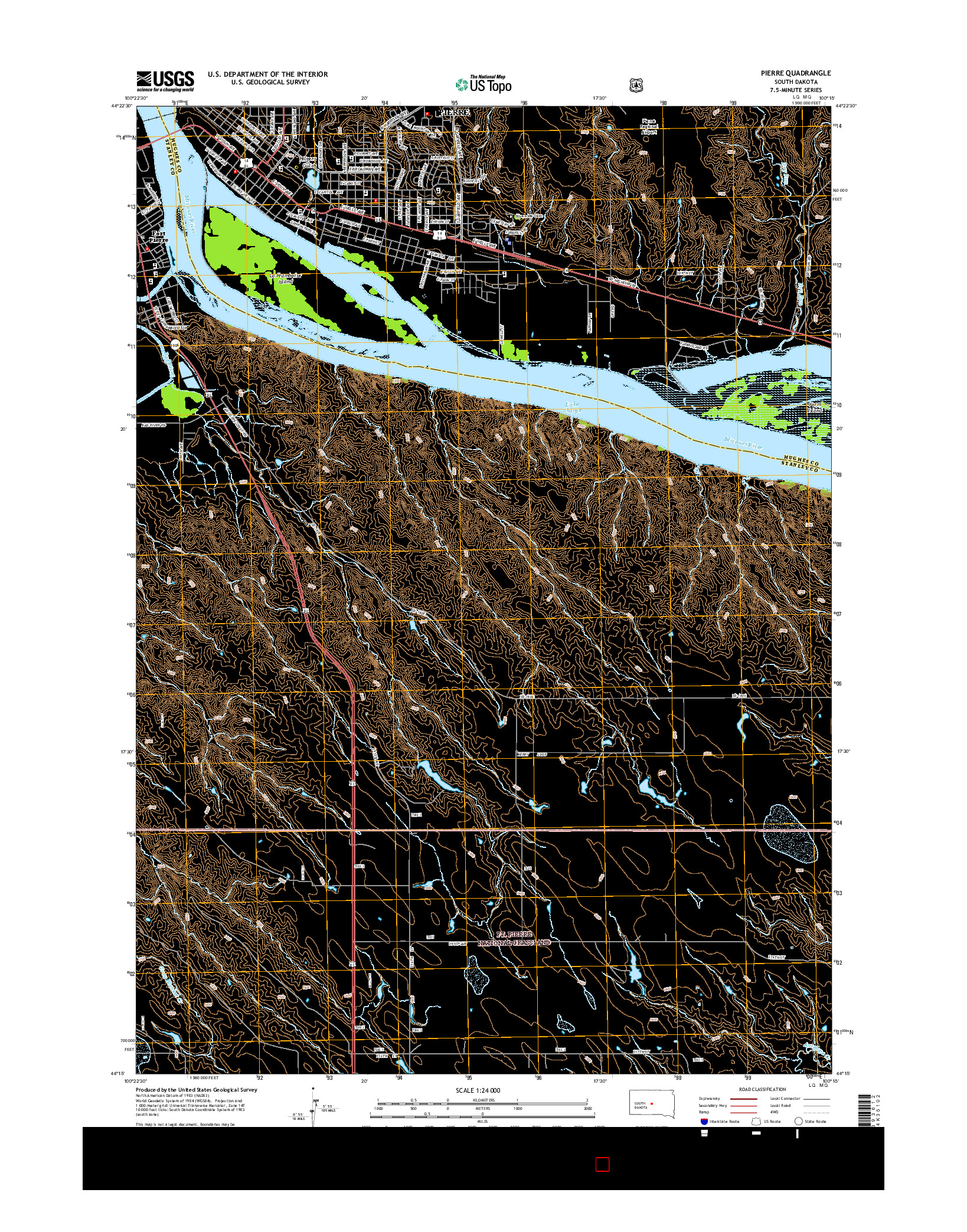 USGS US TOPO 7.5-MINUTE MAP FOR PIERRE, SD 2015