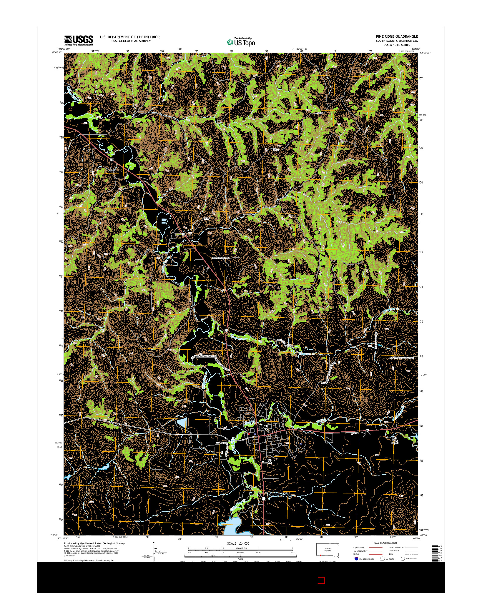 USGS US TOPO 7.5-MINUTE MAP FOR PINE RIDGE, SD 2015
