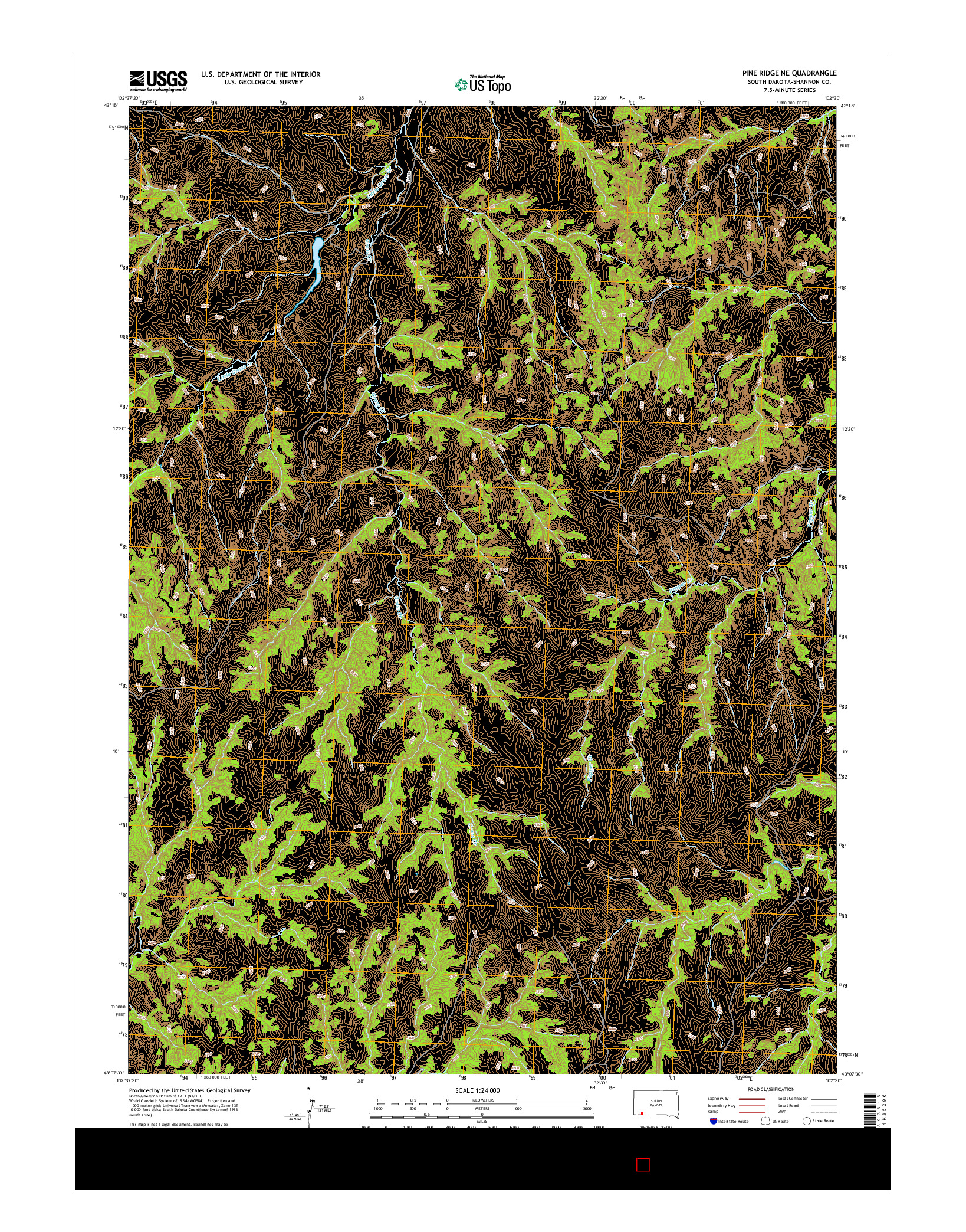 USGS US TOPO 7.5-MINUTE MAP FOR PINE RIDGE NE, SD 2015