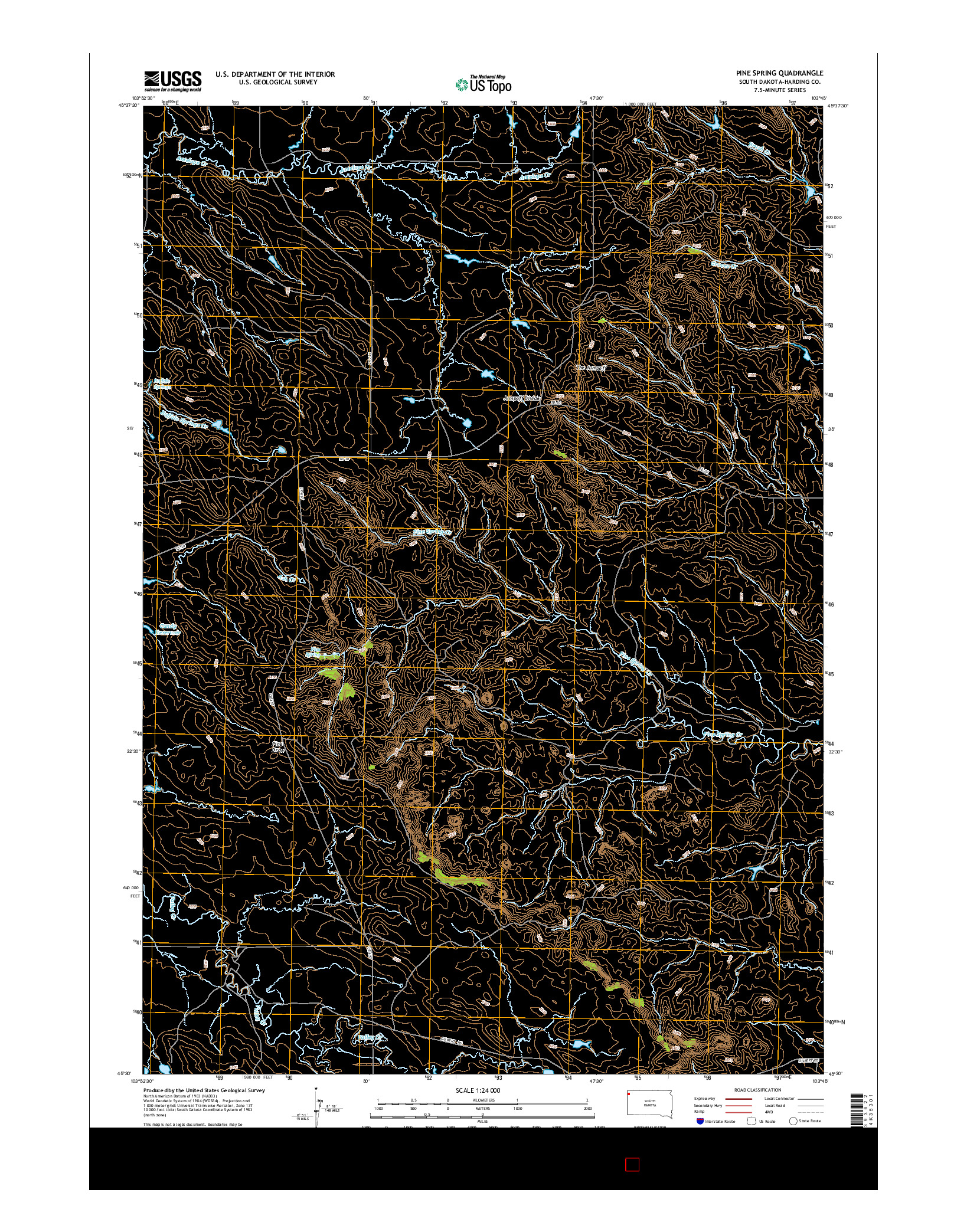 USGS US TOPO 7.5-MINUTE MAP FOR PINE SPRING, SD 2015