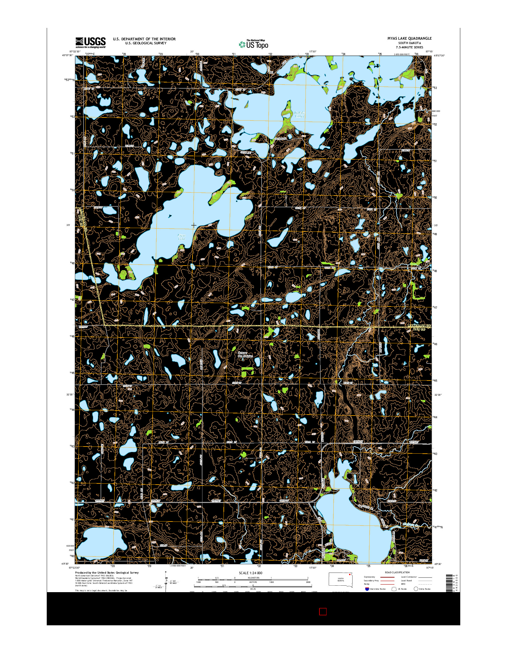 USGS US TOPO 7.5-MINUTE MAP FOR PIYAS LAKE, SD 2015