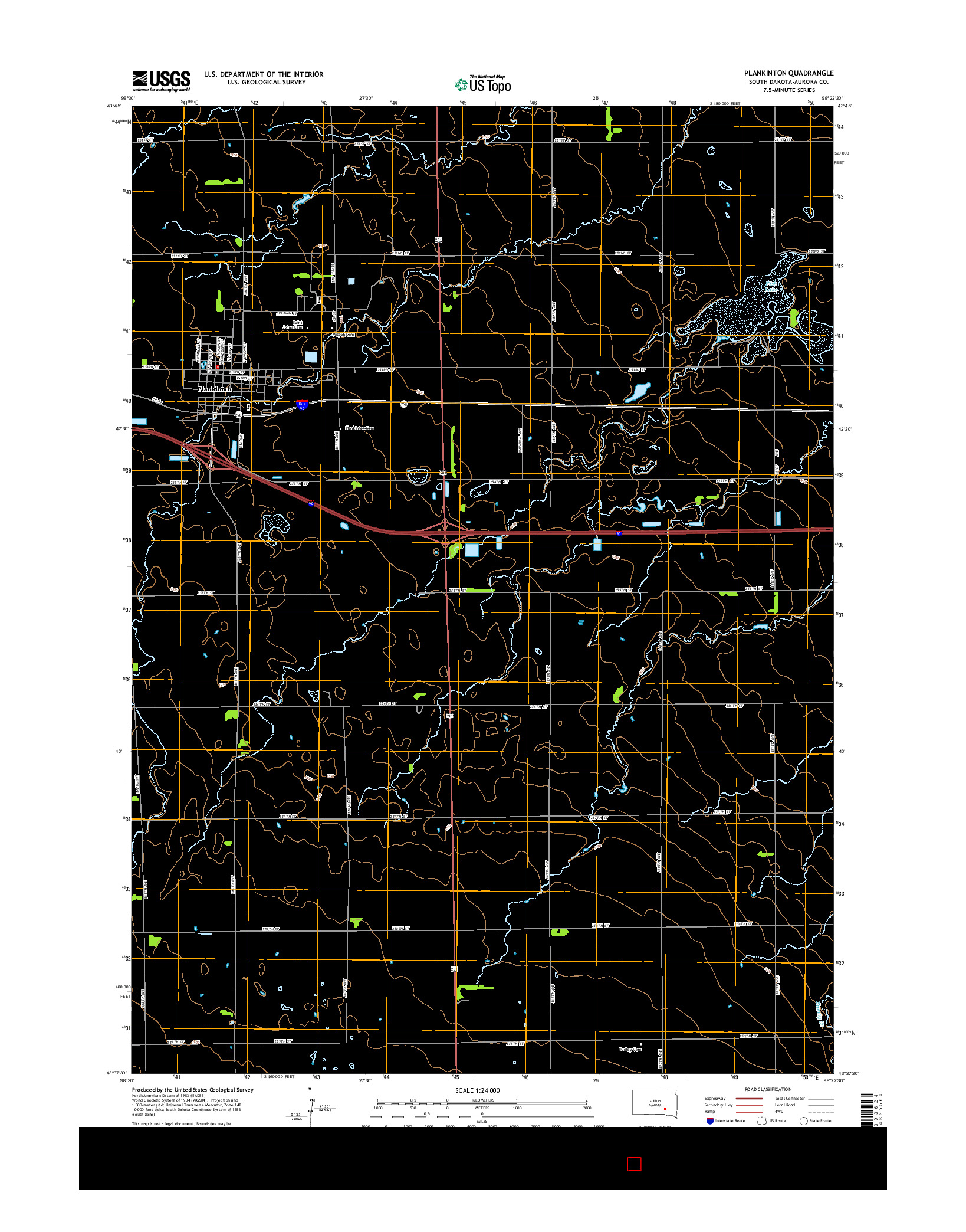 USGS US TOPO 7.5-MINUTE MAP FOR PLANKINTON, SD 2015